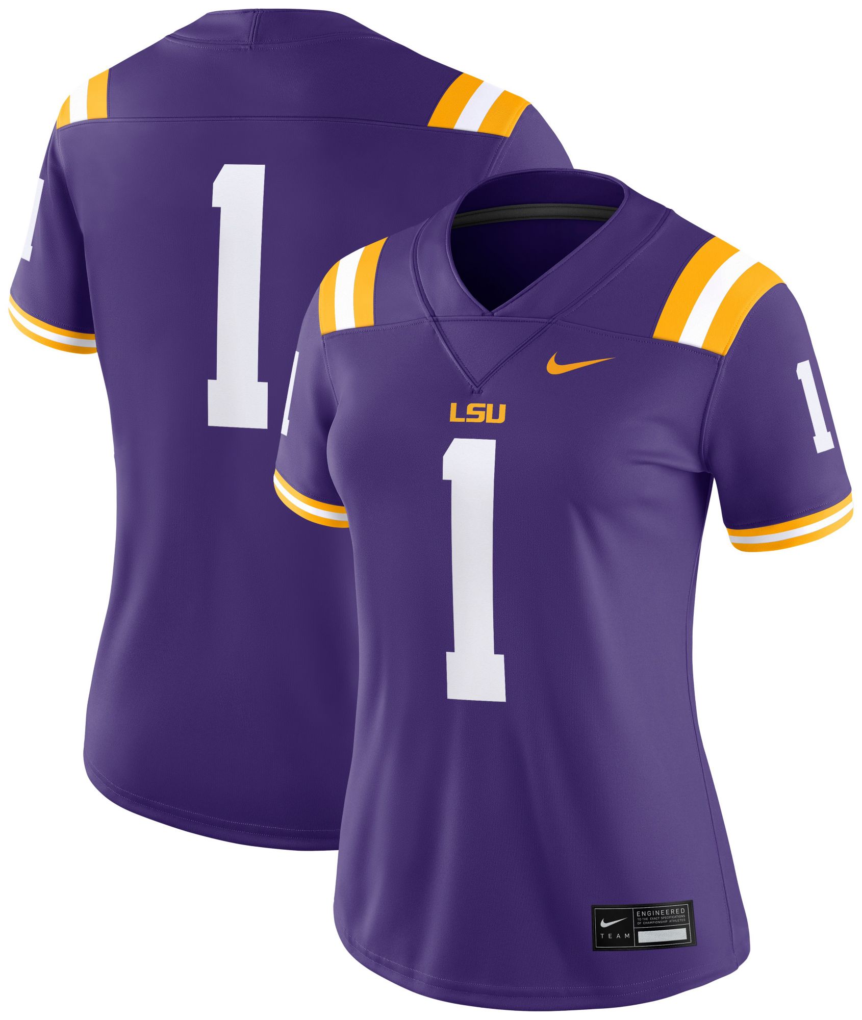 Nike Women's LSU Tigers #1 Purple Dri-FIT Replica Football Game Jersey product image