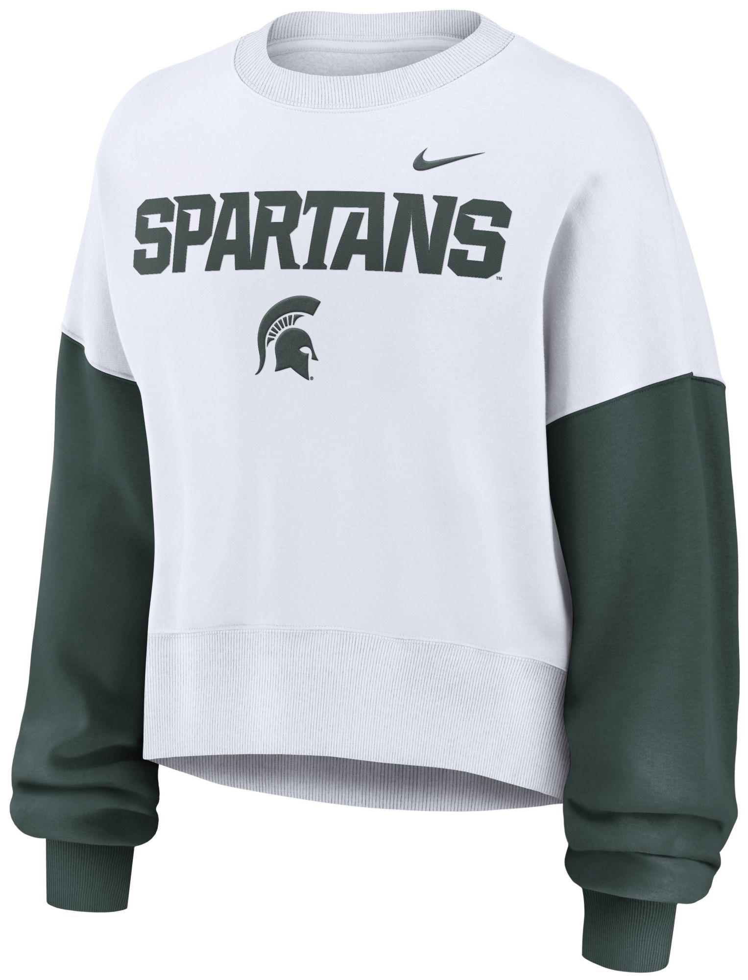 Nike Women's Michigan State Spartans White/Green Phoenix Crew Neck Sweatshirt product image