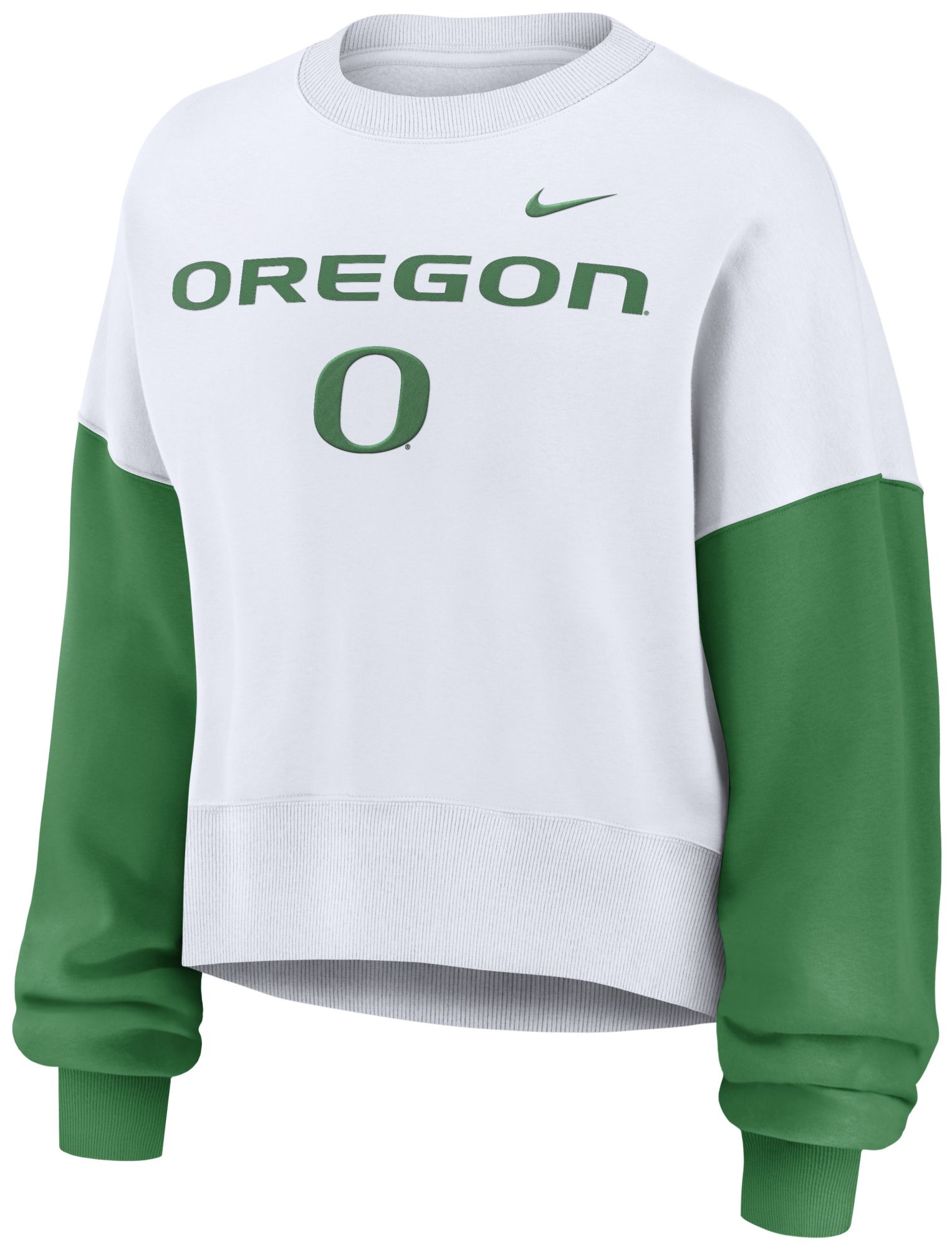 Nike Women's Oregon Ducks White/Green Phoenix Crew Neck Sweatshirt product image