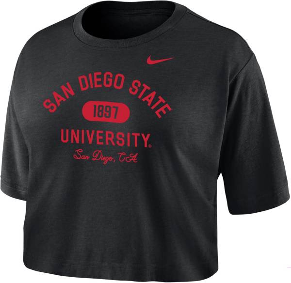 Nike Women's San Diego State Aztecs Black Dri-FIT Cotton Crop T-Shirt