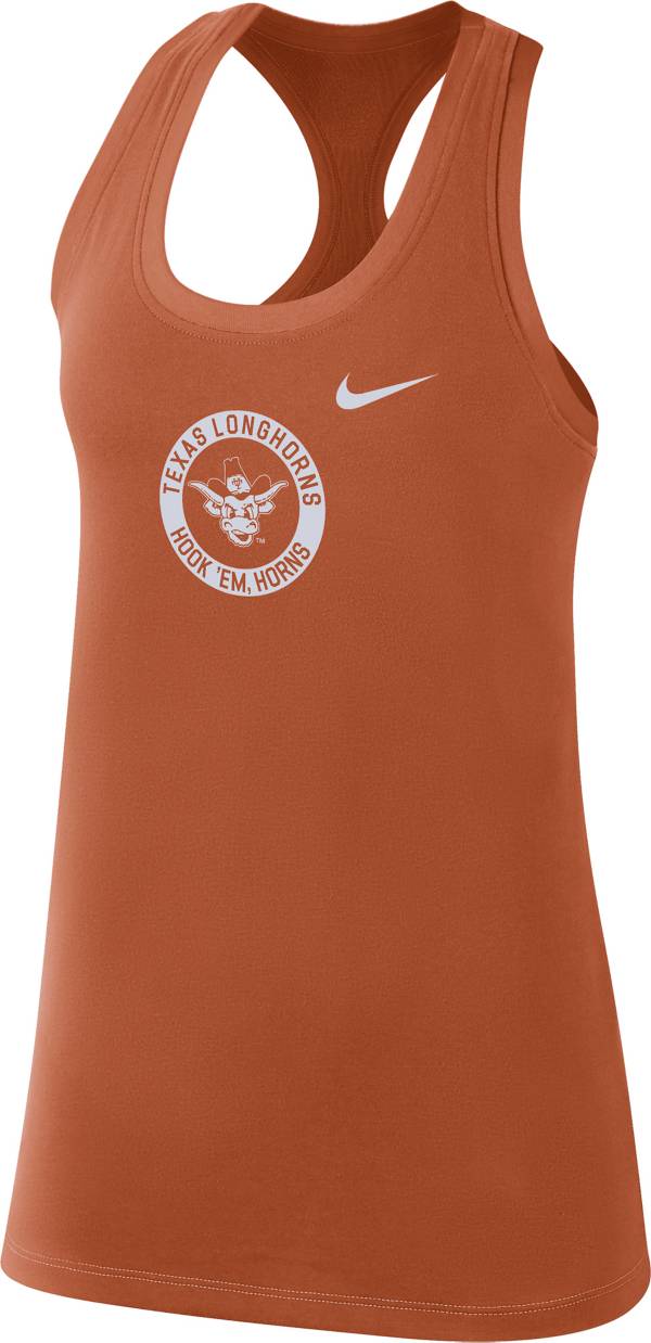 Nike Tee Shirt Womens Large Burnt Orange White Logo Swoosh Texas Cotton  Athletic