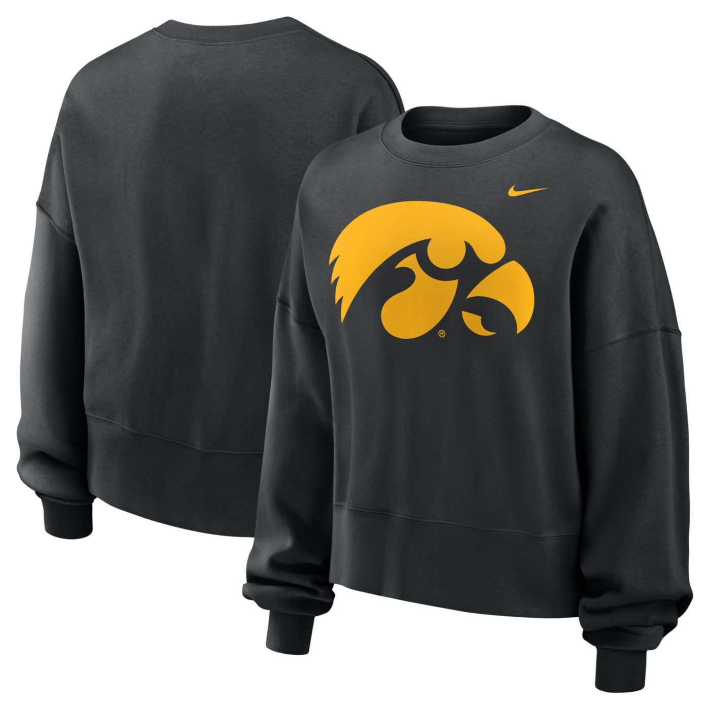 Nike Women s Iowa Hawkeyes Black Logo Oversized Crew Neck Sweatshirt Dick s Sporting Goods