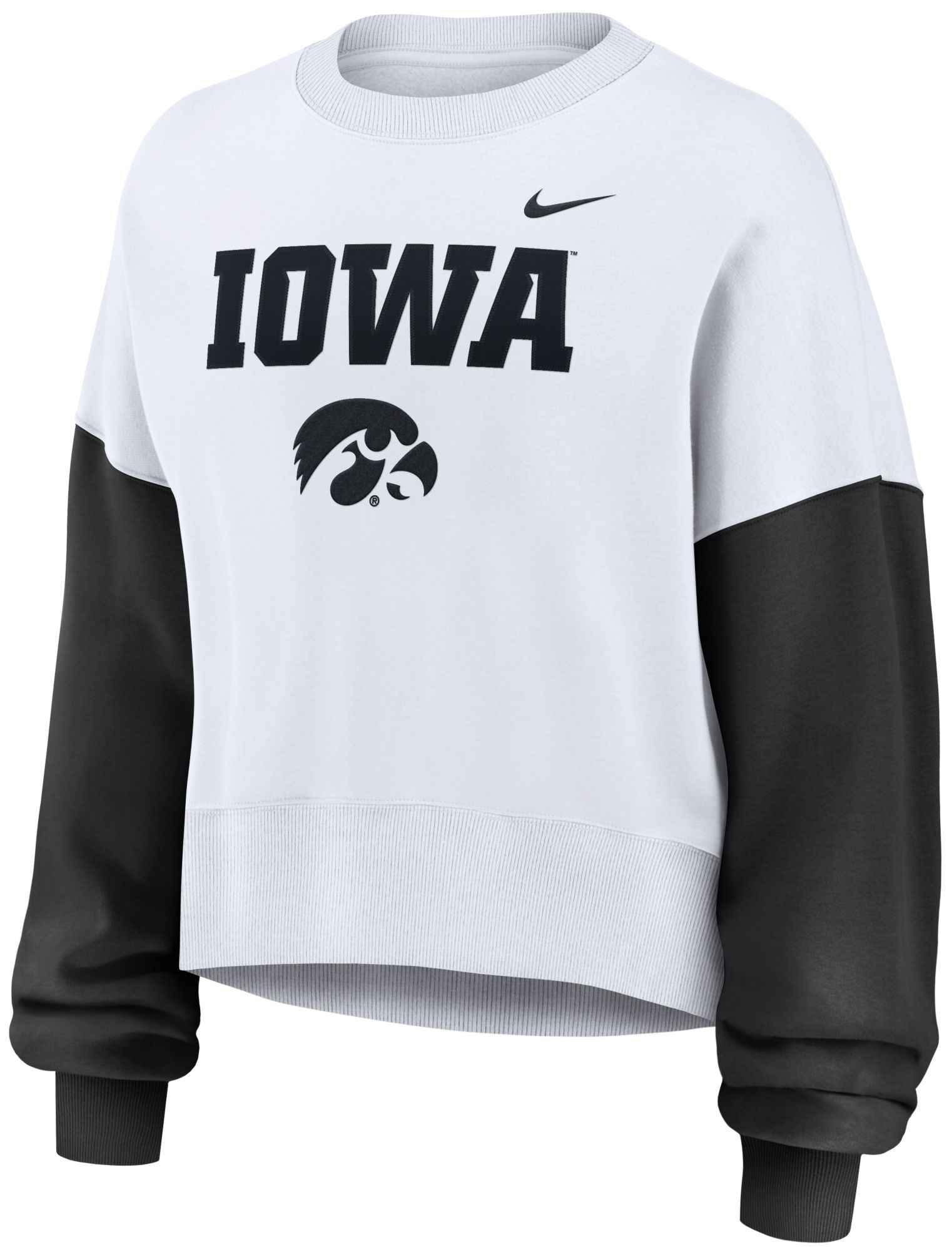 Nike Women's Iowa Hawkeyes White/Black Phoenix Crew Neck Sweatshirt product image
