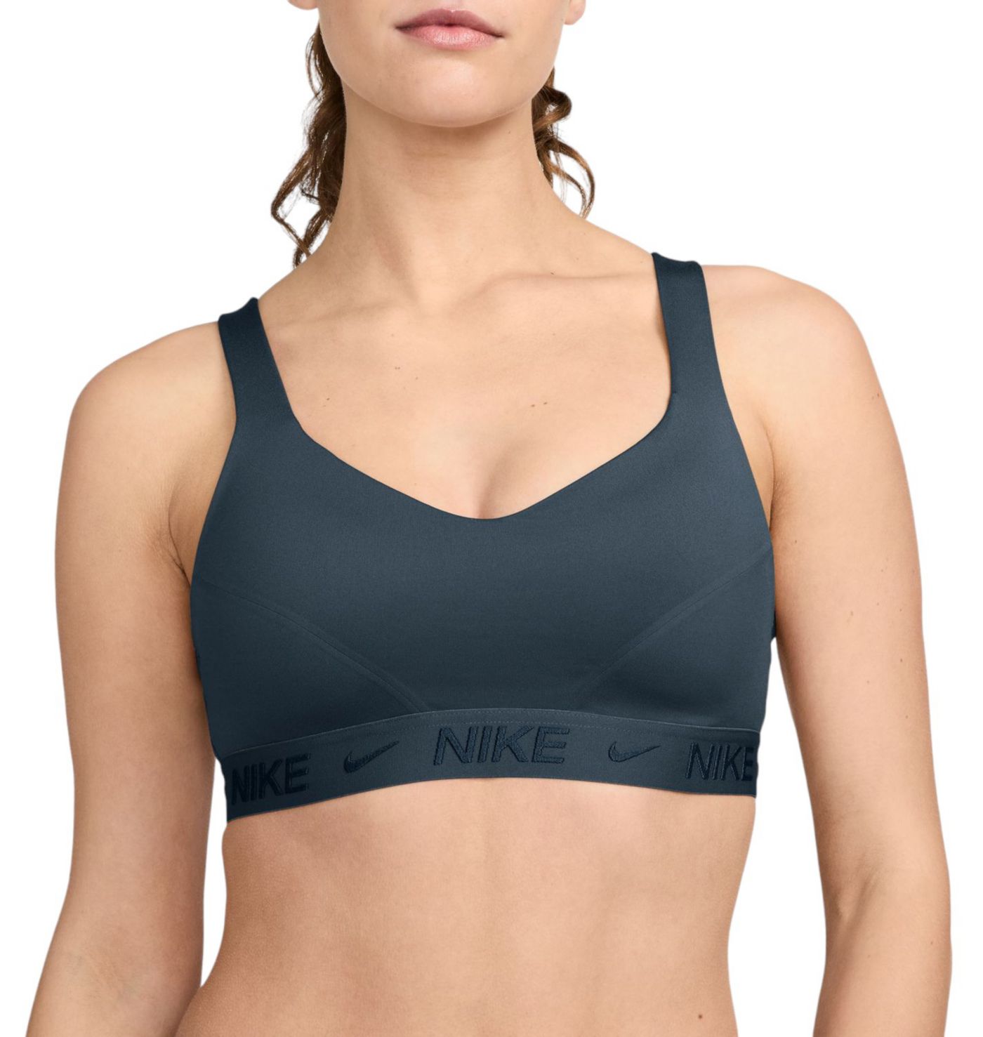 Nike pro indy logo sports bra hotsell