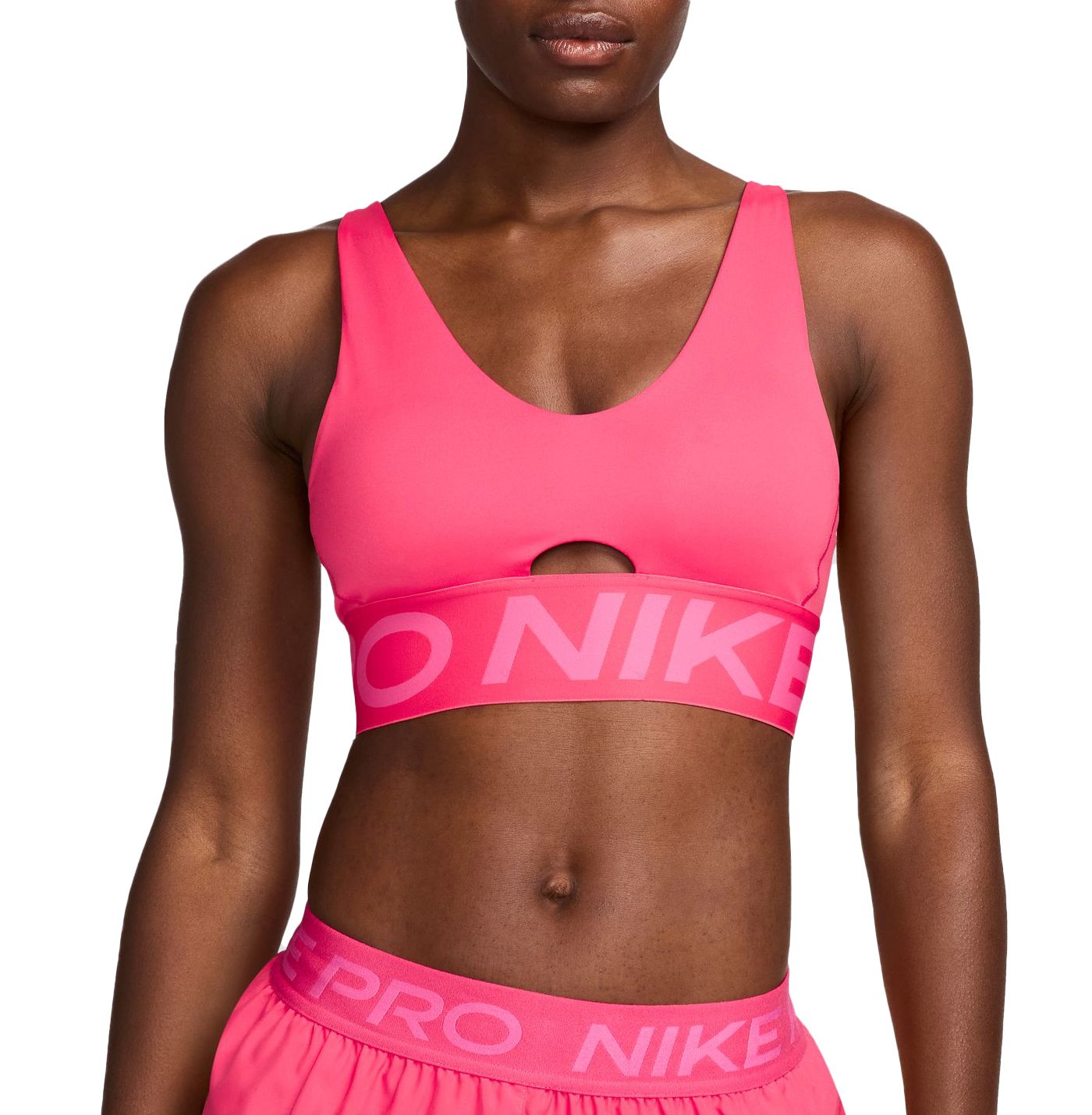 Nike Women s Pro Indy Plunge Sports Bra Pink Size Xs