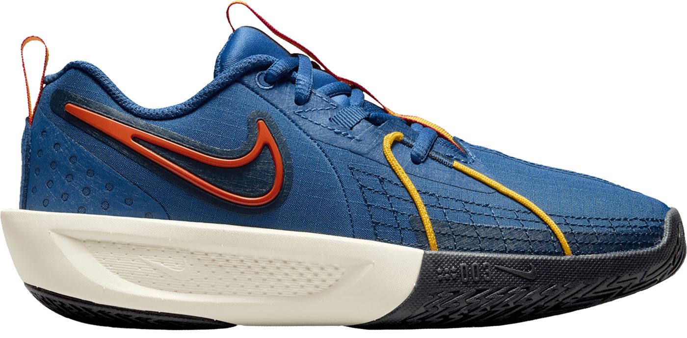 Blue and gold nike basketball shoes on sale