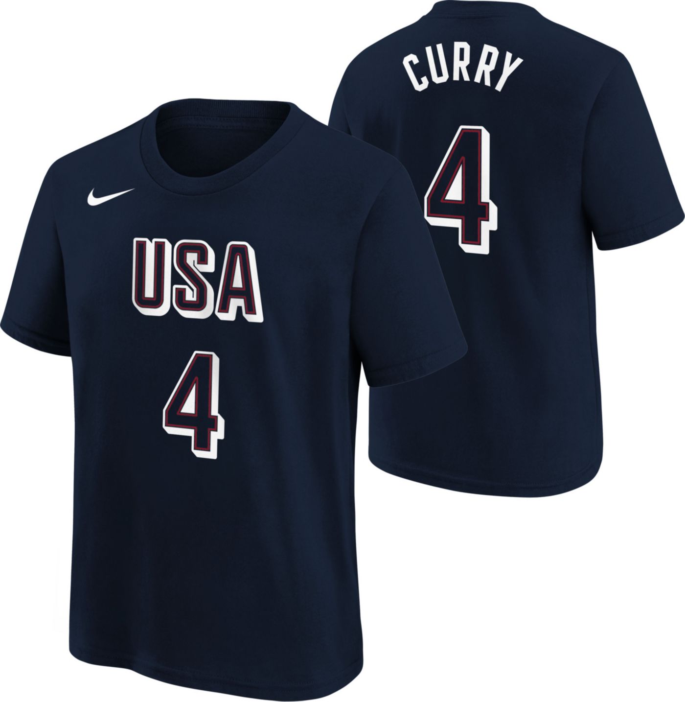 Nike Youth USA 2024 Steph Curry 4 Navy T Shirt Dick s Sporting Goods