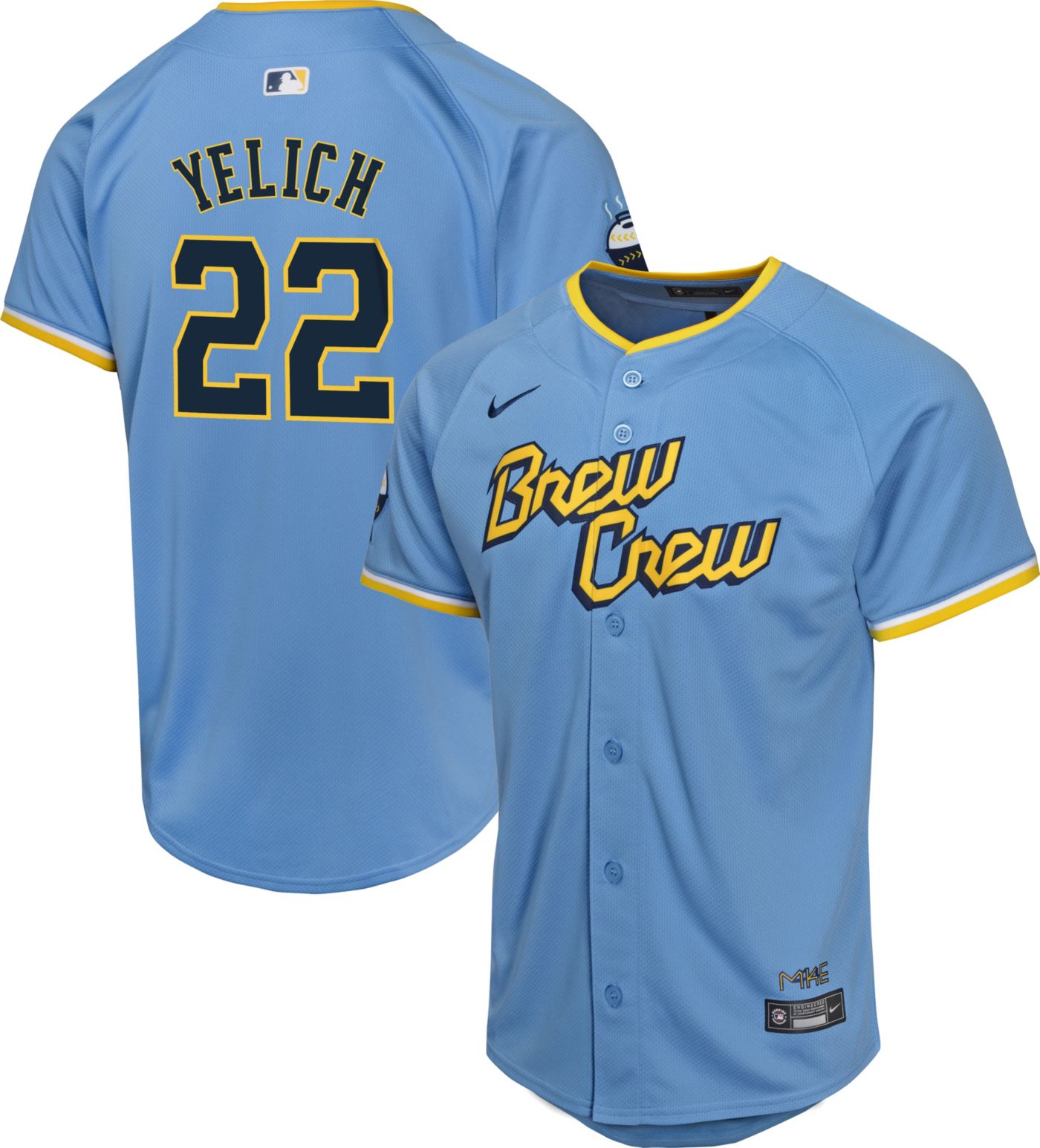 Milwaukee Brewers Yelich #22 youth Jersey genuine merchandise offers by Team Athletics