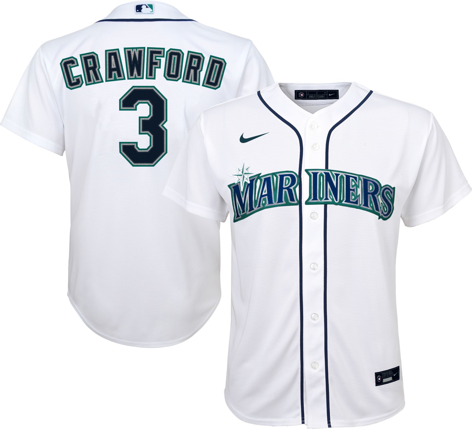 Nike Youth Seattle Mariners J. P. Crawford #3 White Home Cool Base Jersey