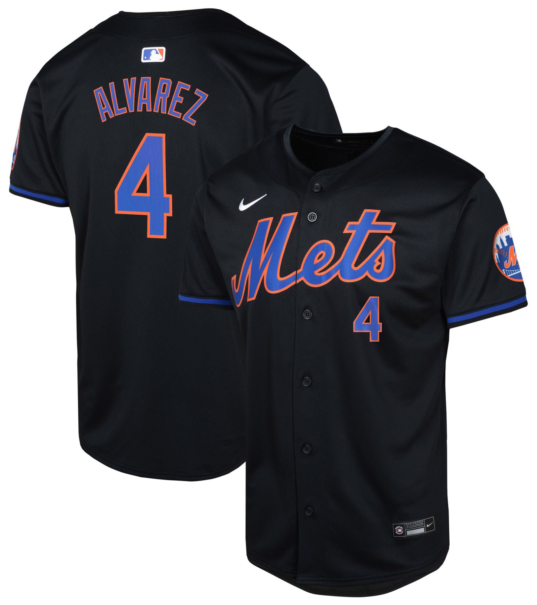 Nike Youth New York Mets Francisco Alvarez #4 Black Alternate Cool Base Jersey product image