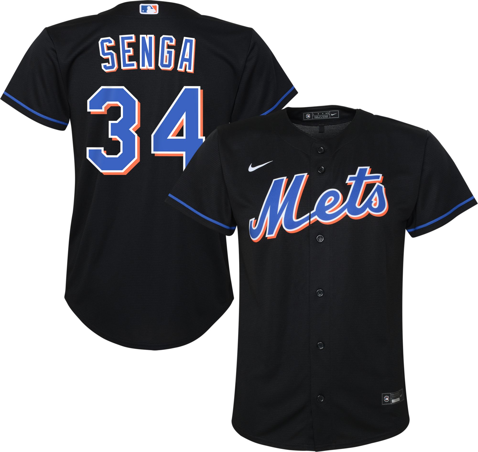 Nike Youth New York Mets Kodai Senga #34 Black Alternate Cool Base Jersey product image