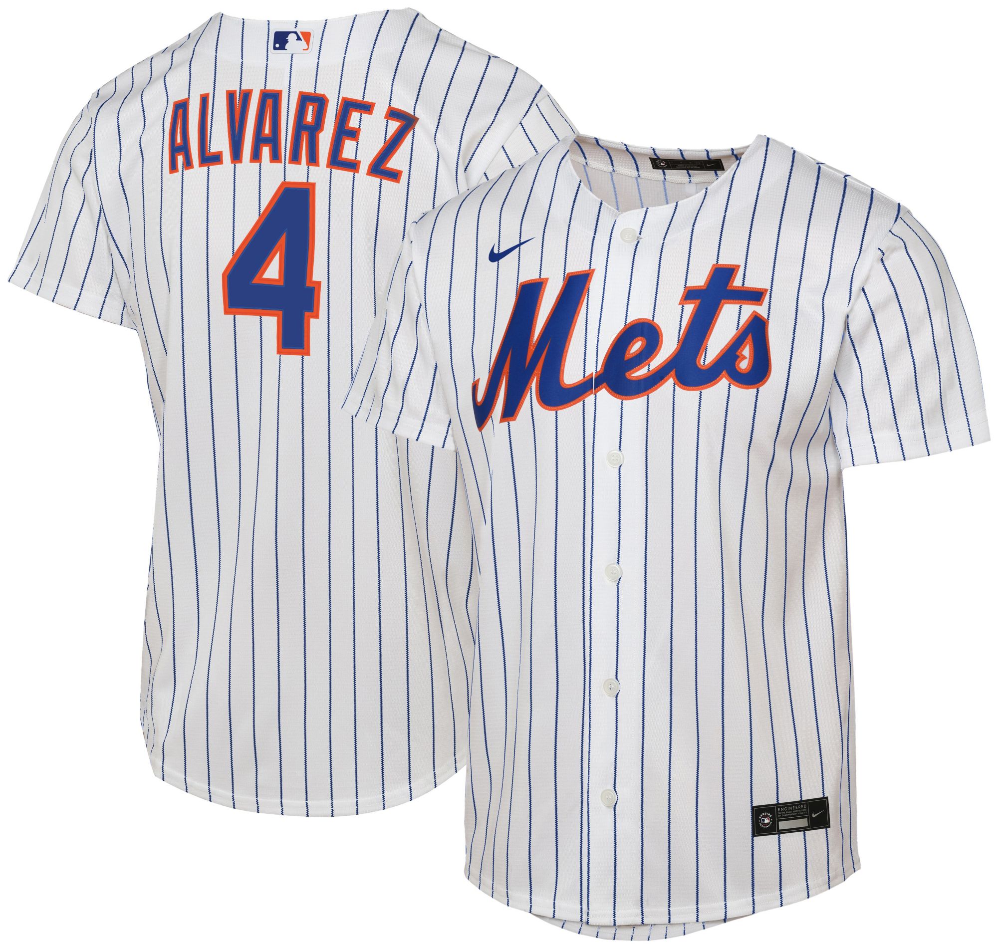 MLB Youth New York Mets Francisco Alvarez #4 White Replica Jersey product image