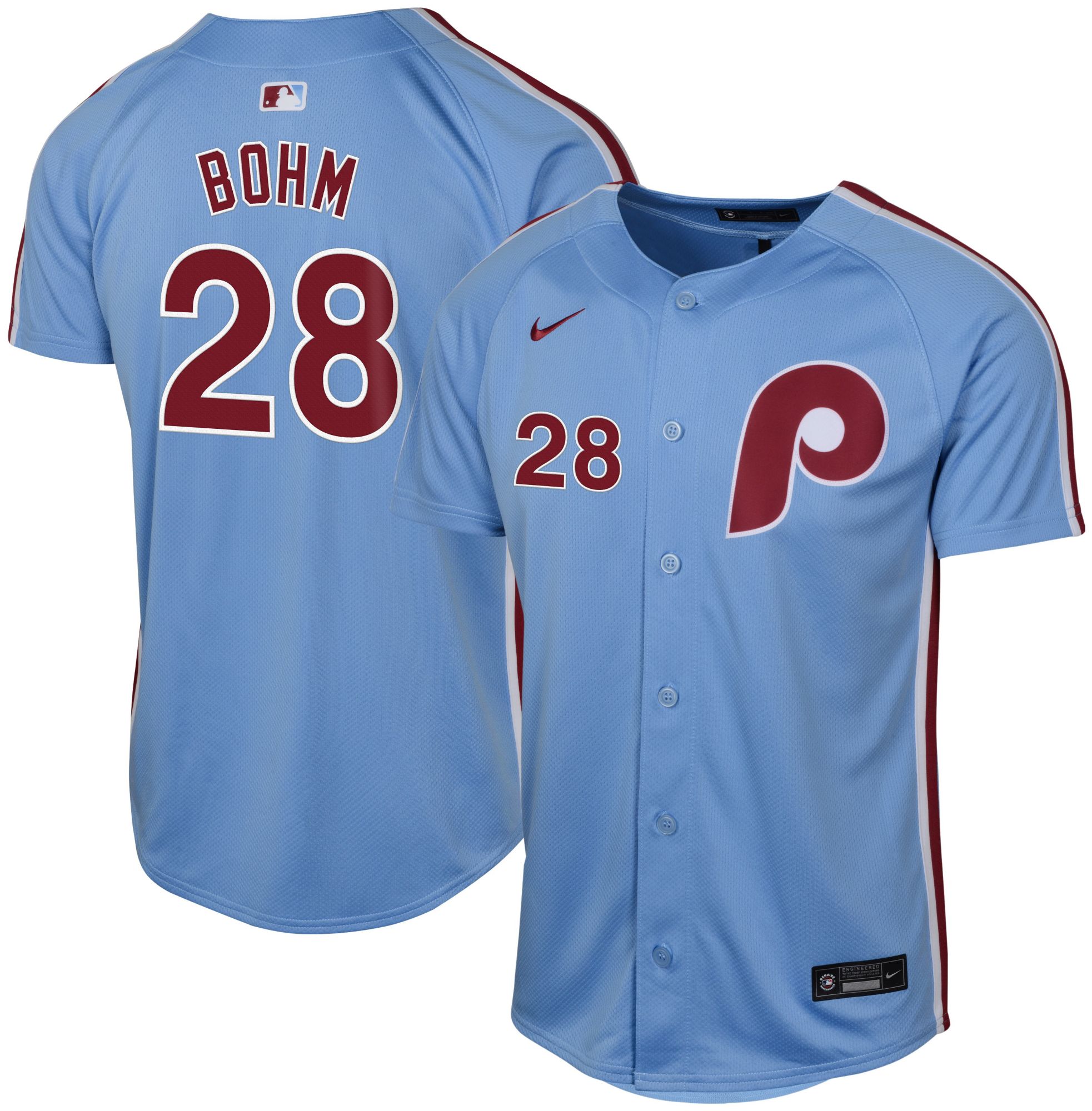 Nike Youth Philadelphia Phillies Alec Bohm #28 Light Blue Limited Jersey product image