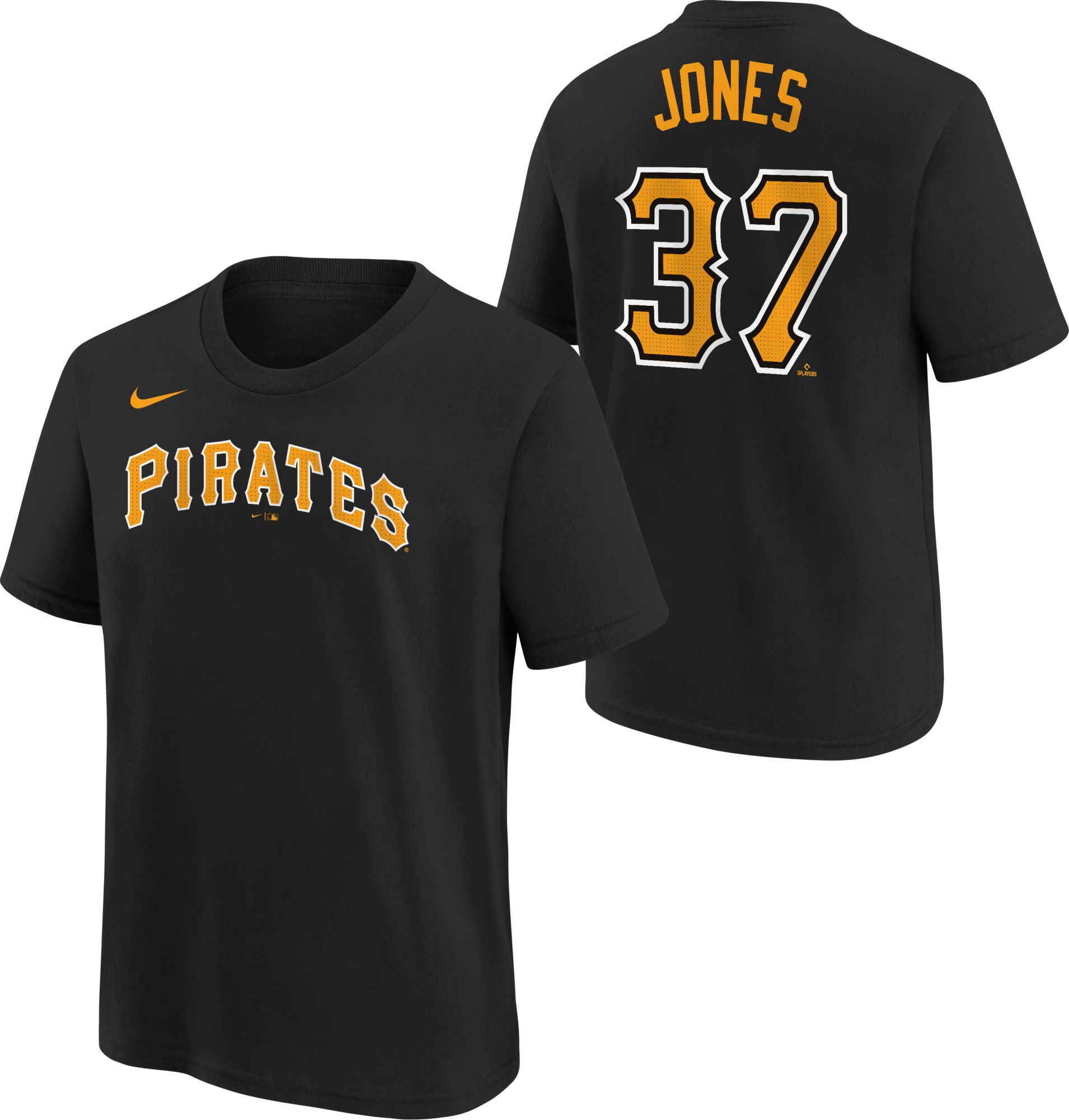 Nike Youth Pittsburgh Pirates Jared Jones #37 Black Home T-Shirt product image