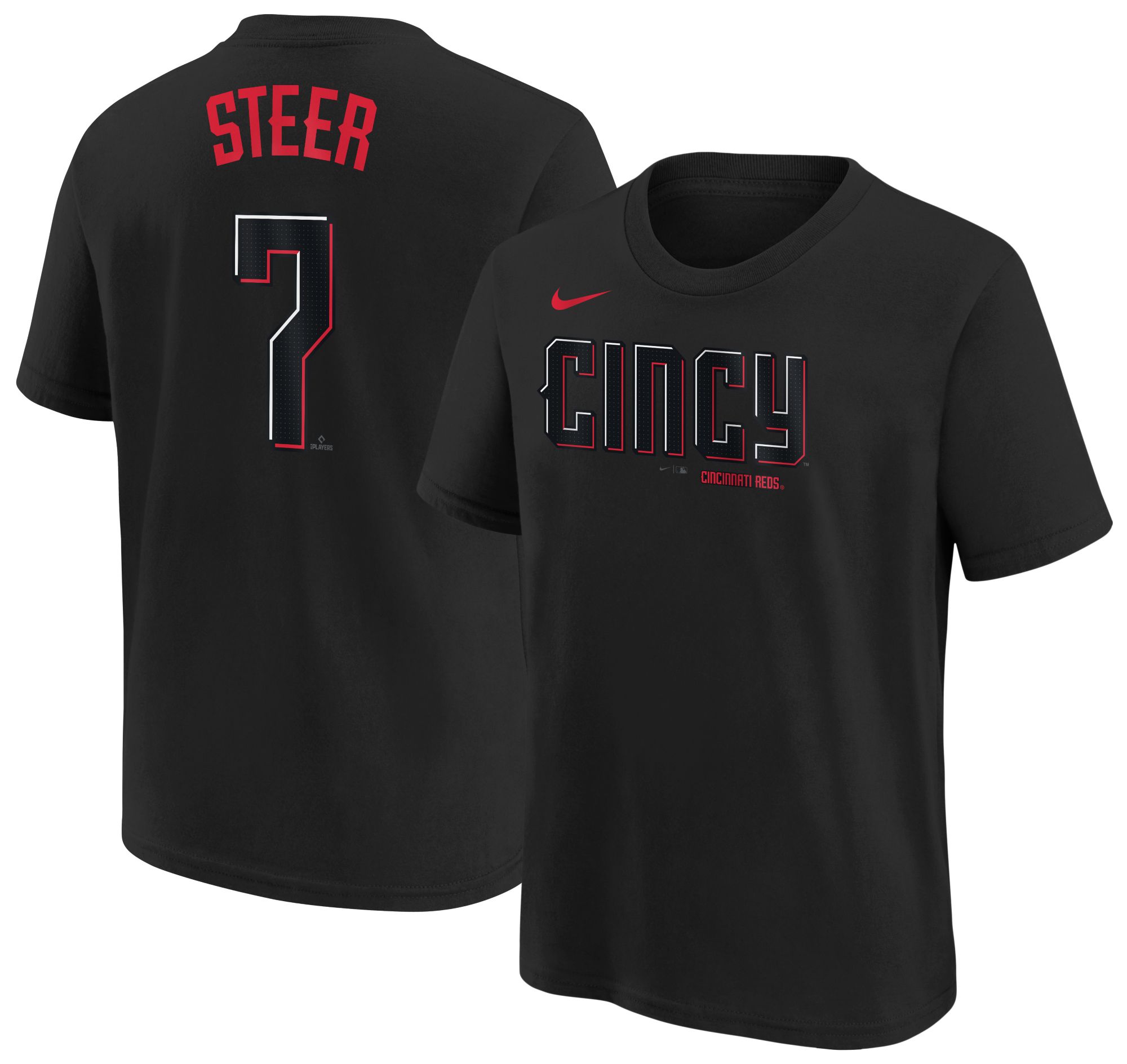 Nike Youth Cincinnati Reds Spencer Steer #7 Black T-Shirt product image