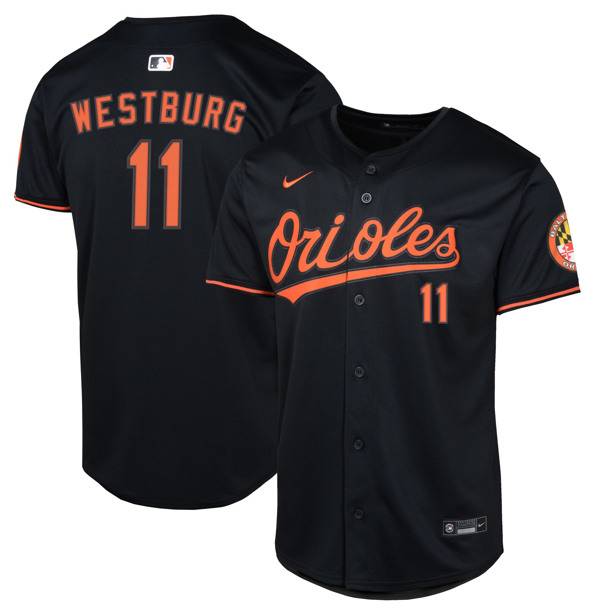 Nike Youth Baltimore Orioles Jordan Westburg #11 Black Limited Vapor Jersey product image