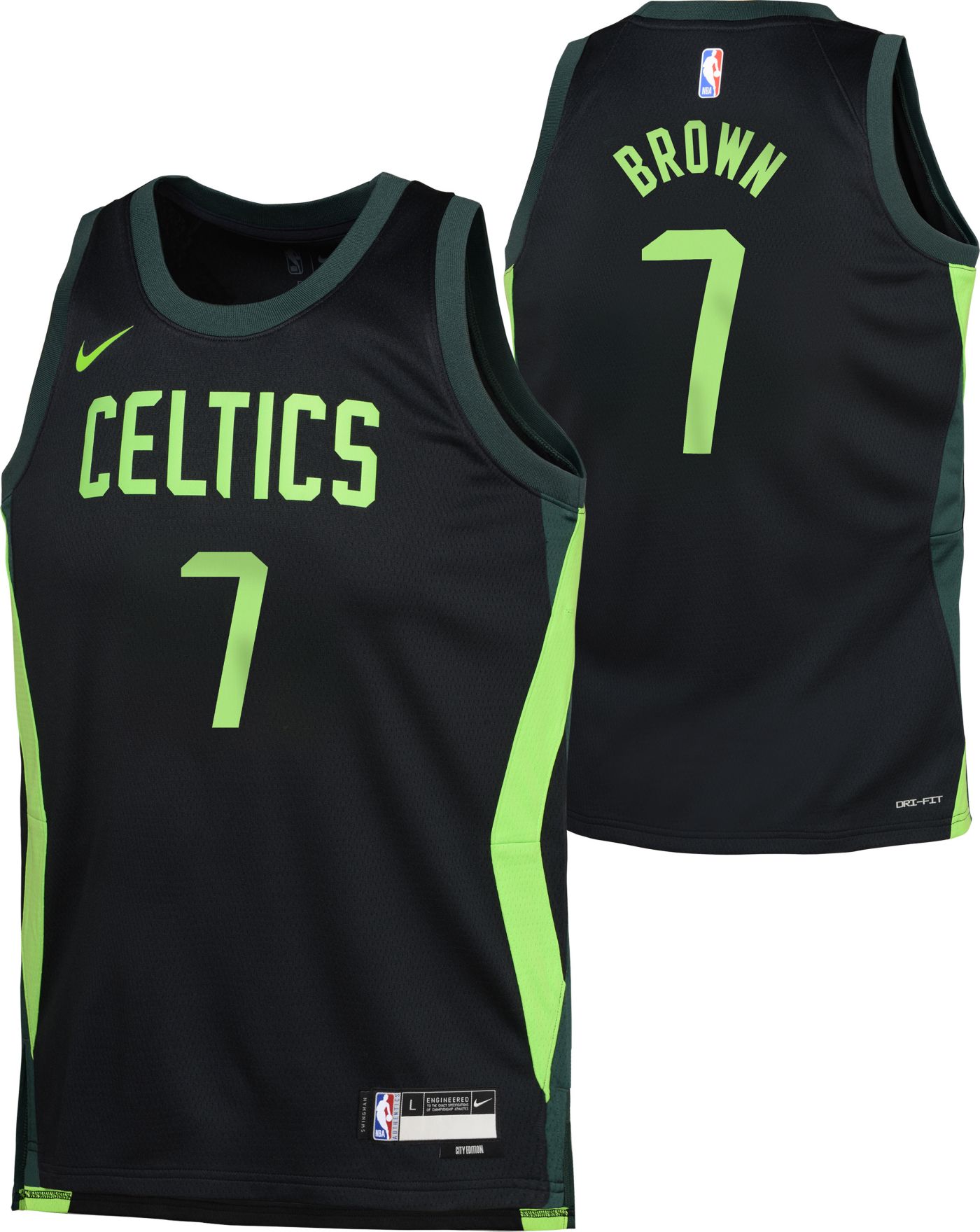 Nike Youth 2024 25 City Edition Boston Celtics Jaylen Brown 7 Swingman Jersey Small Black