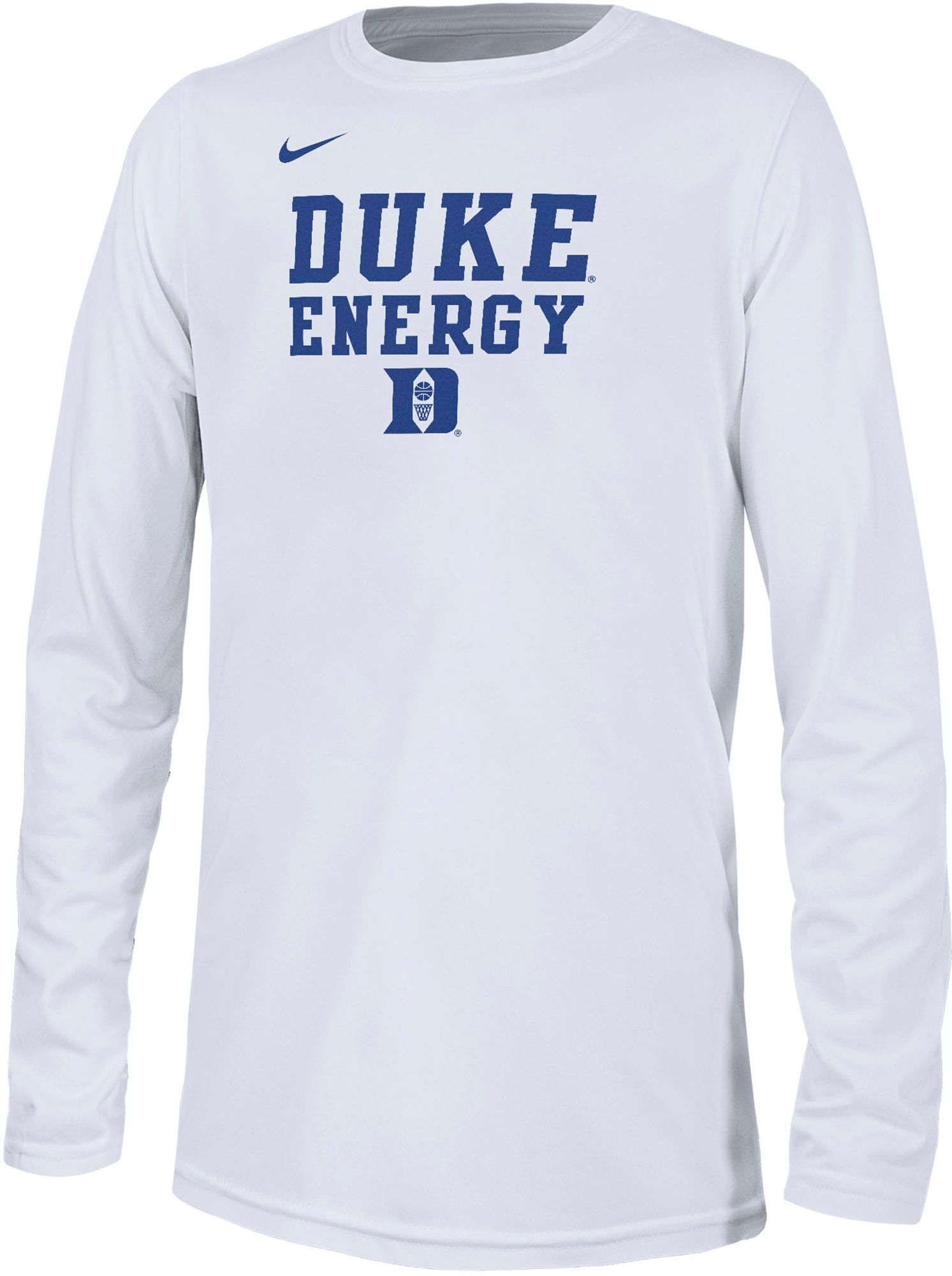 Nike Youth Duke Blue Devils White Dri-FIT 'Energy' Bench Long Sleeve T-Shirt