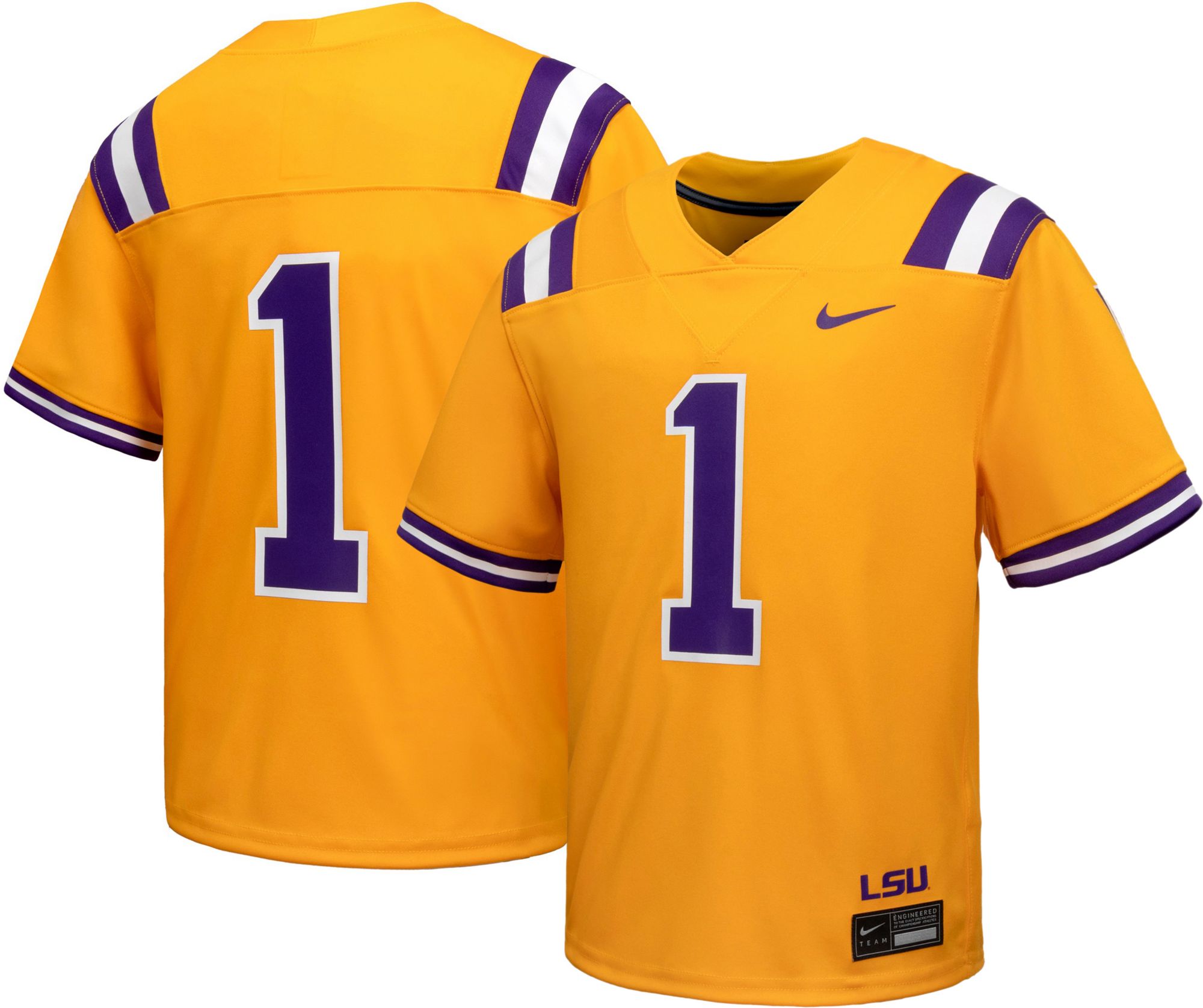 Nike Youth LSU Tigers #1 Gold Alternate Replica Football Jersey product image