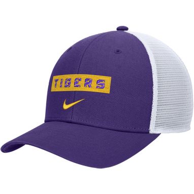 sorry, Nike Youth LSU Tigers Purple Wordmark Rise Adjustable Trucker Hat is currently out of stock