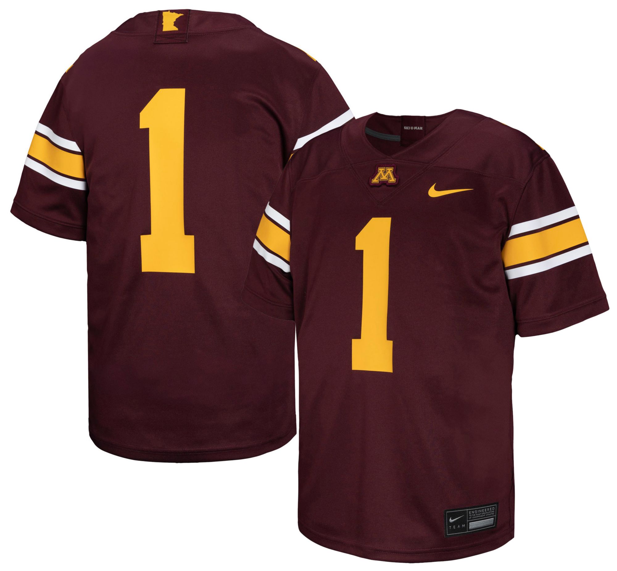 Nike Youth Minnesota Golden Gophers #1 Maroon Replica Football Jersey product image