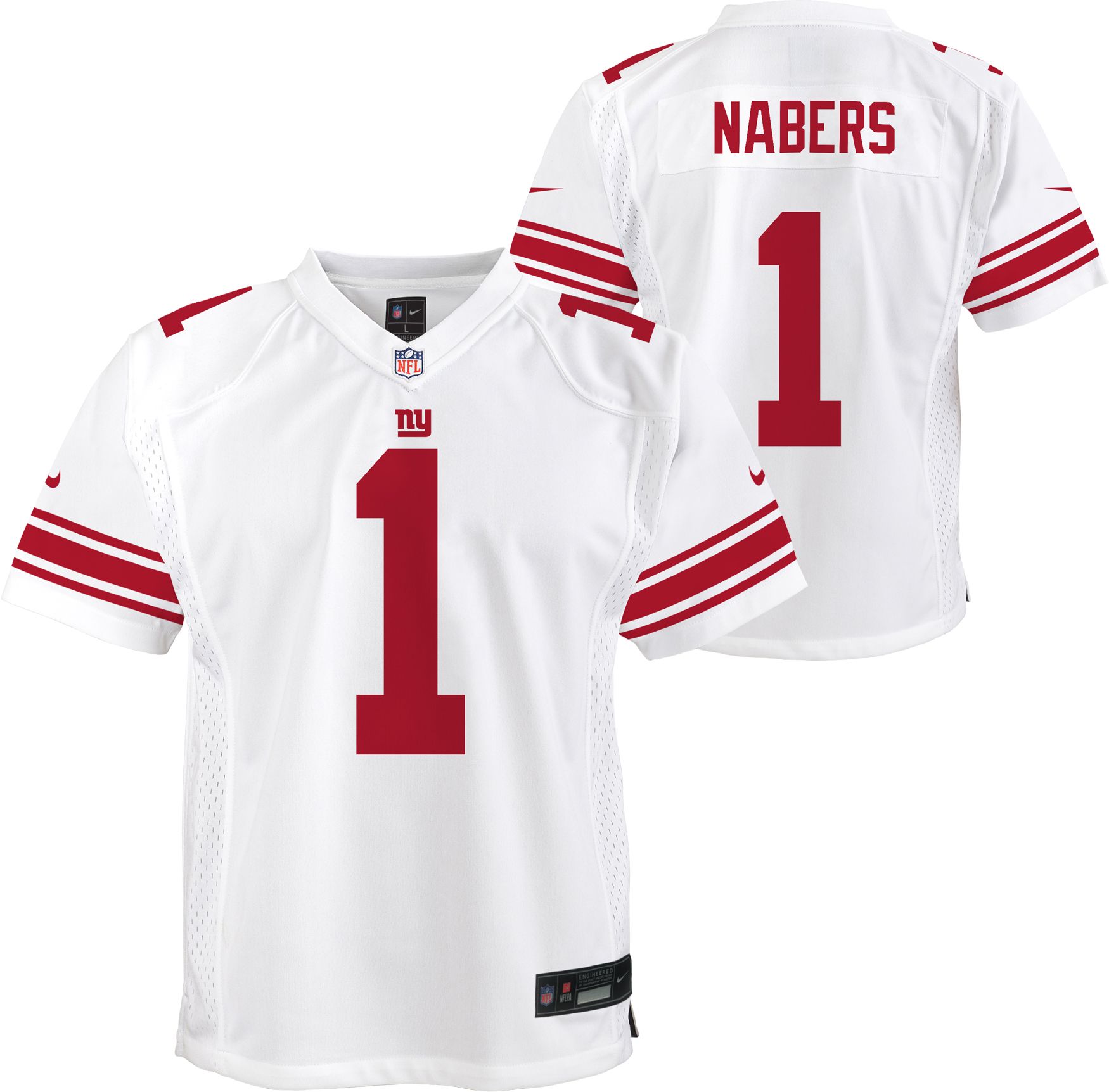 Nike Youth New York Giants Malik Nabers #1 White Game Jersey product image