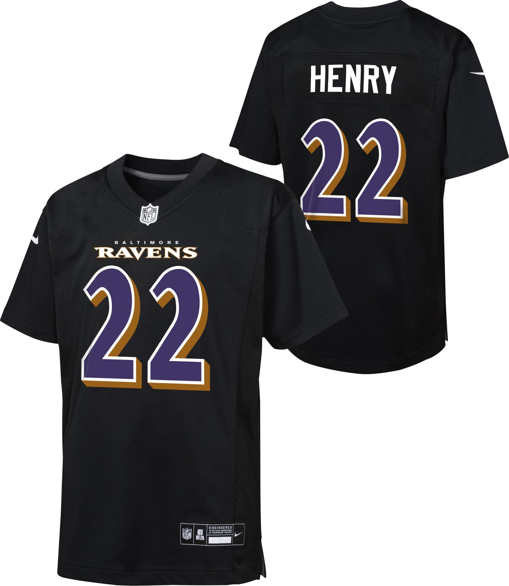 Nike Youth Baltimore Ravens Derrick Henry #22 Fashion Black Game Jersey product image