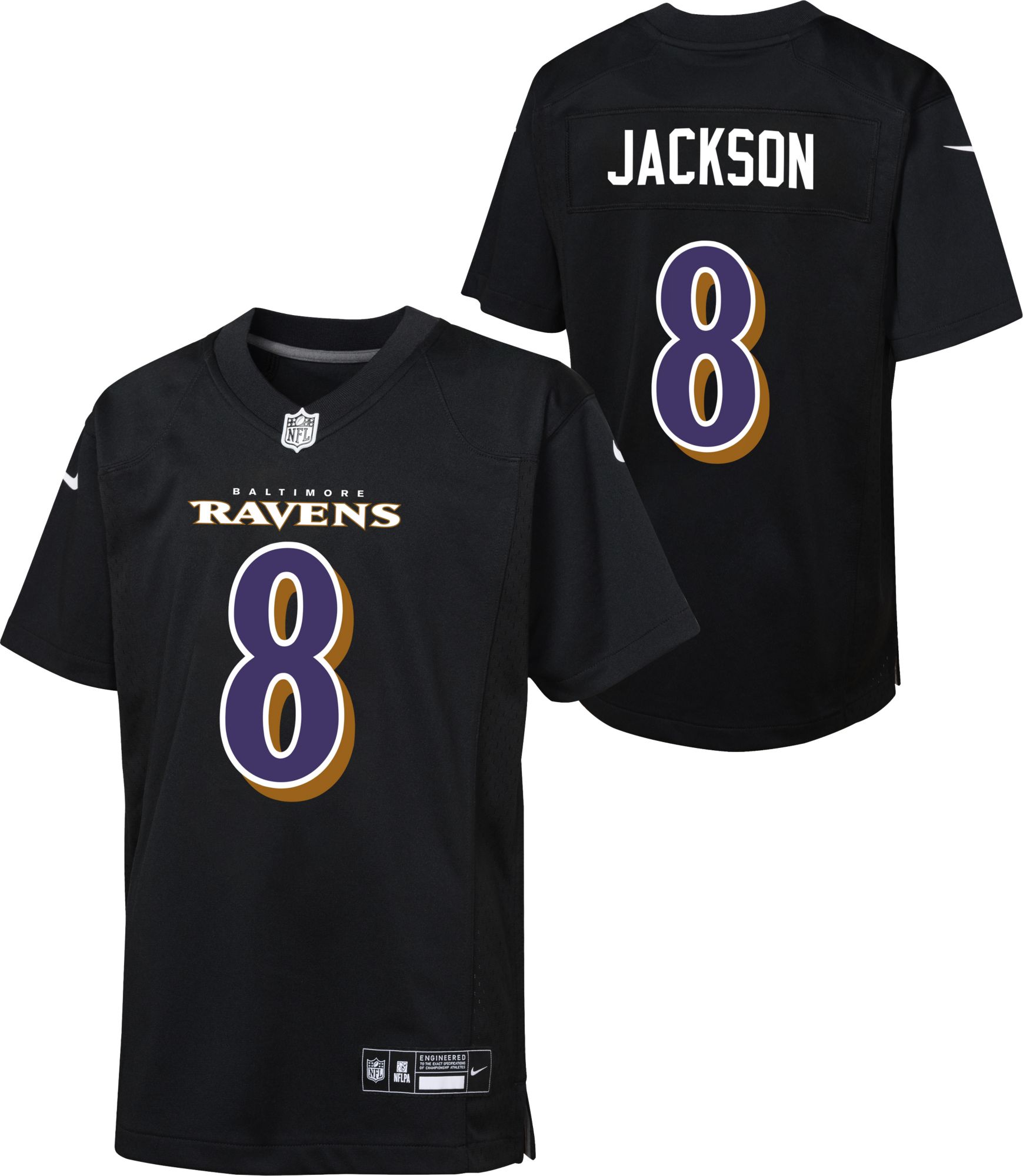 Baltimore Baltimore Ravens No8 Lamar Jackson Men's Black Nike Flocked Lightning Vapor Limited Jersey
