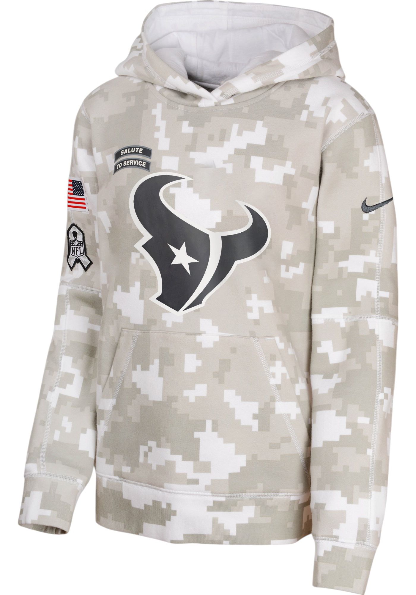 Nike Houston Texans 2024 Youth Boys Camo Salute to Service Hoodie Large 14/16 NWT