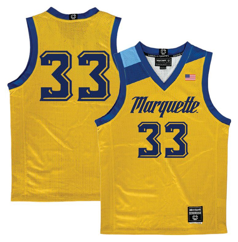 Campus Ink Men's Marquette Golden Eagles #33 Gold Dri-FIT Replica Basketball Jersey product image