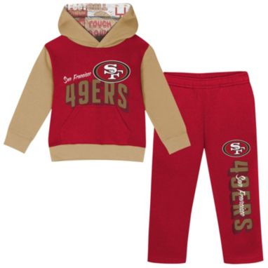 sorry, NFL Team Apparel Infant San Francisco 49ers Coin Toss Team Color Hoodie and Pants Set is currently out of stock