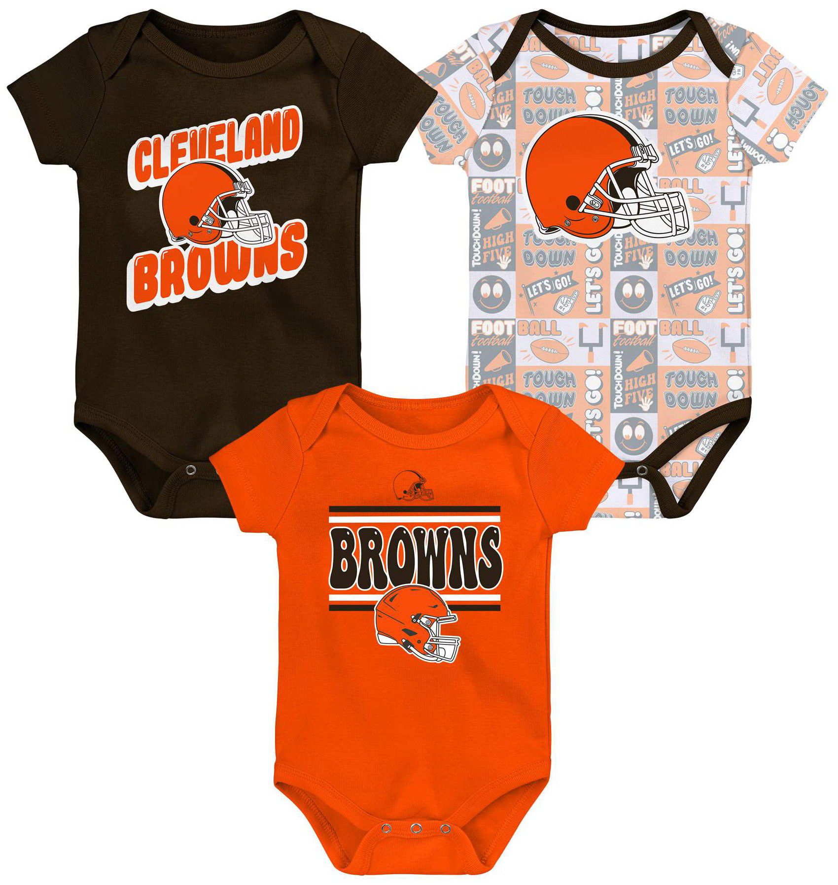 NFL Team Apparel Infant Cleveland Browns Comics Team Color 3-Pack Onesie Set product image