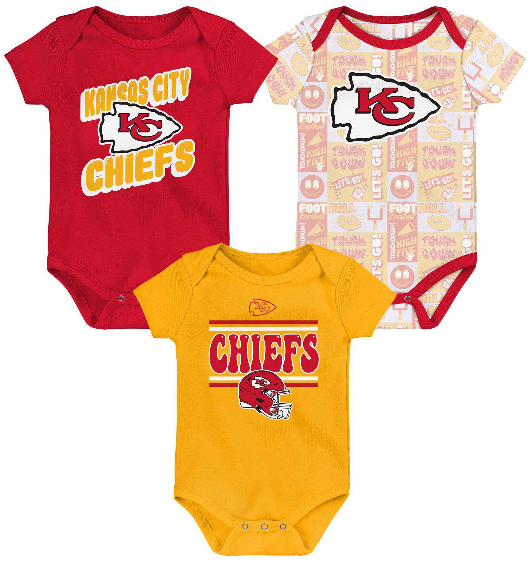 NFL Team Apparel Infant Kansas City Chiefs Comics Team Color 3-Pack Onesie Set product image