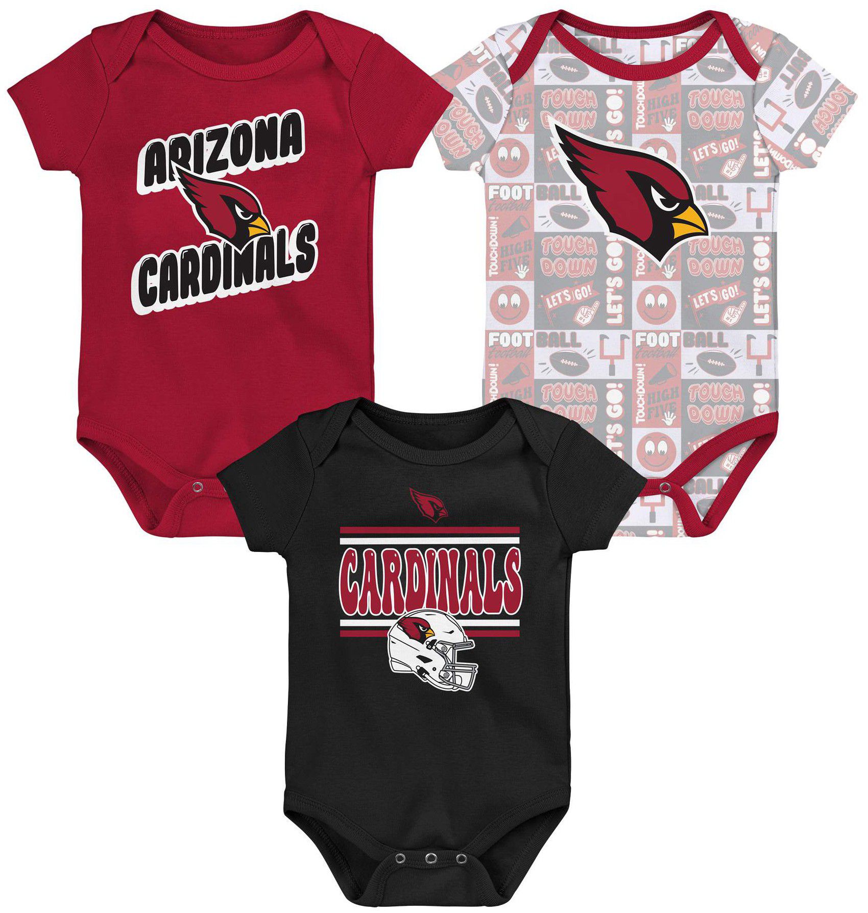 NFL Team Apparel Infant Arizona Cardinals Comics Team Color 3-Pack Onesie Set product image