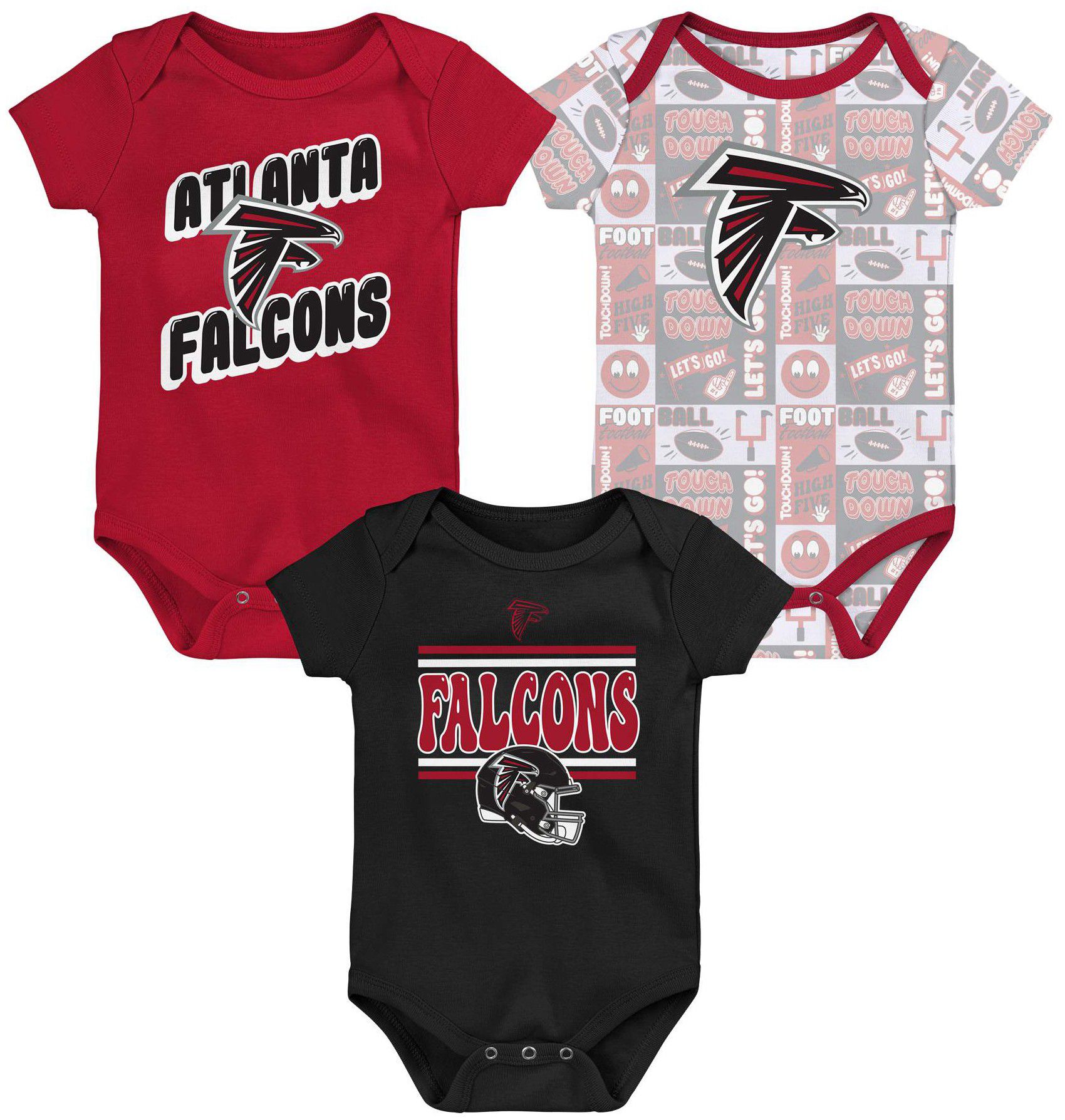 NFL Team Apparel Infant Atlanta Falcons Comics Team Color 3-Pack Onesie Set product image