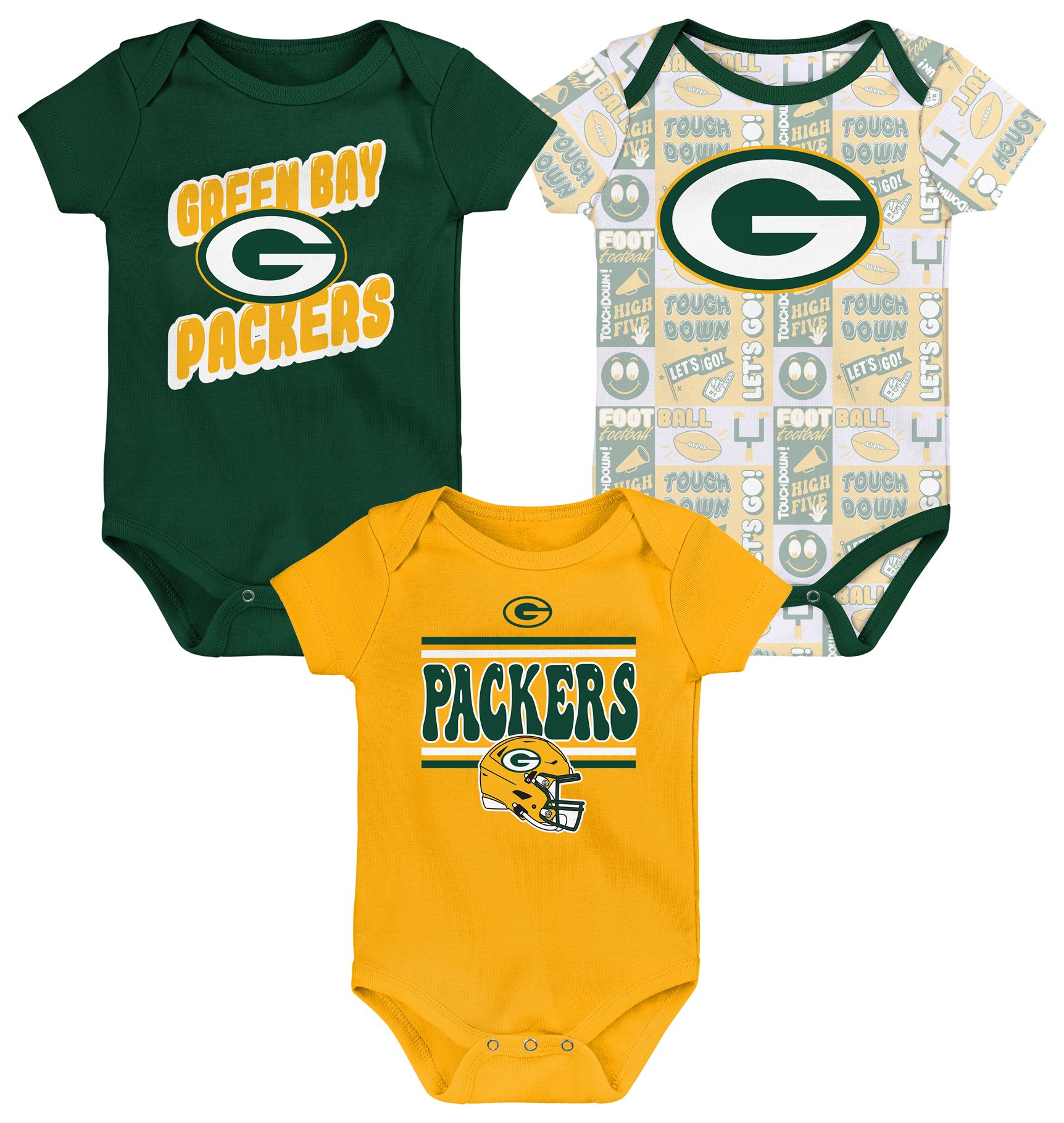 NFL Team Apparel Infant Green Bay Packers Comics Team Color 3-Pack Onesie Set product image
