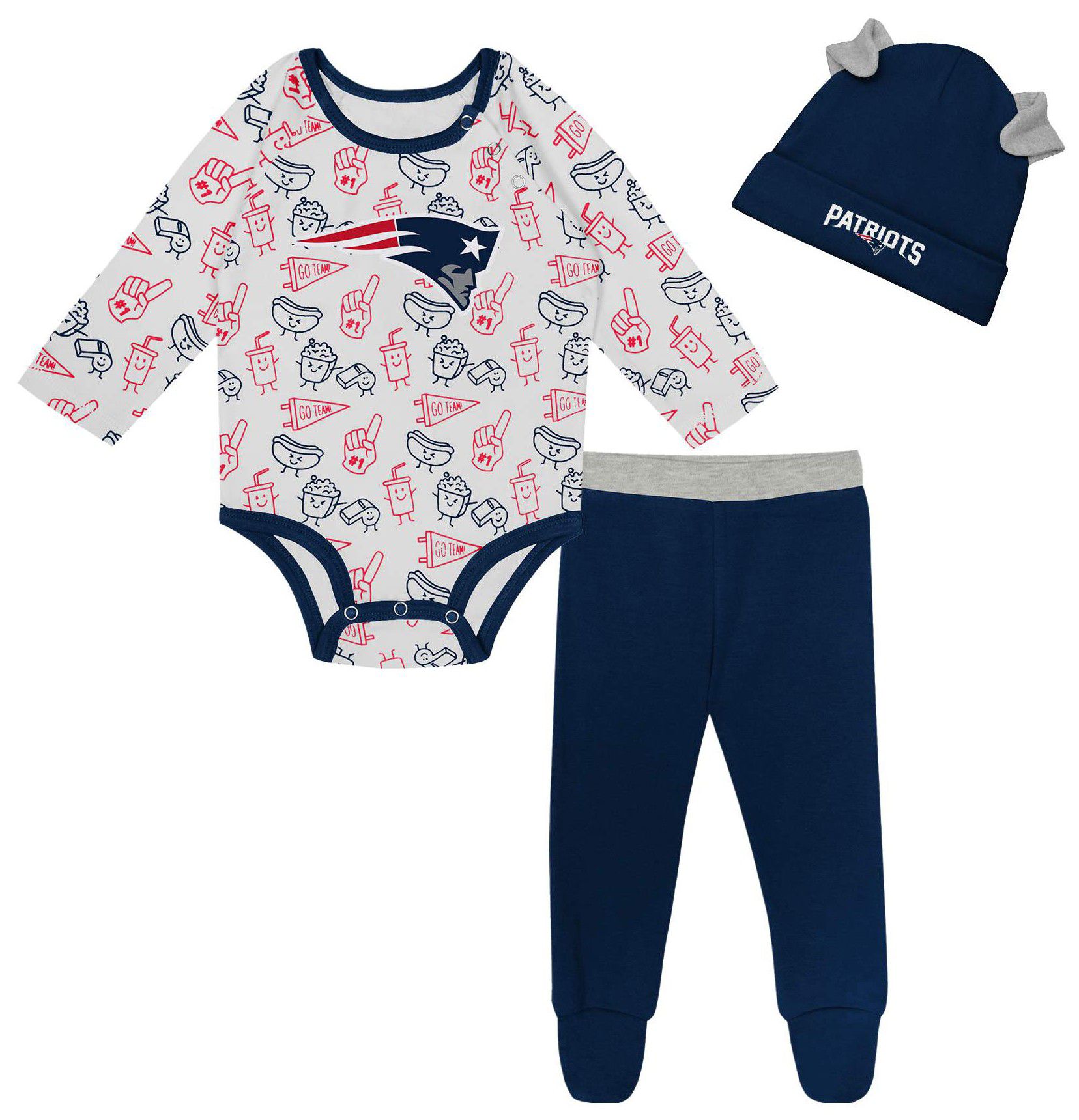 NFL Team Apparel Infant New England Patriots Lil Champ Team Color 3-Piece Set product image