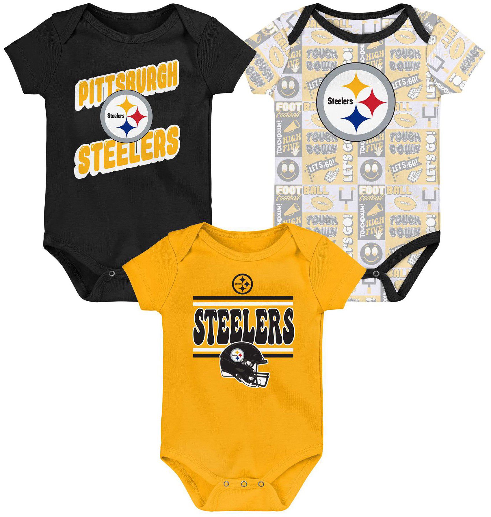 NFL Team Apparel Infant Pittsburgh Steelers Comics Team Color 3-Pack Onesie Set product image
