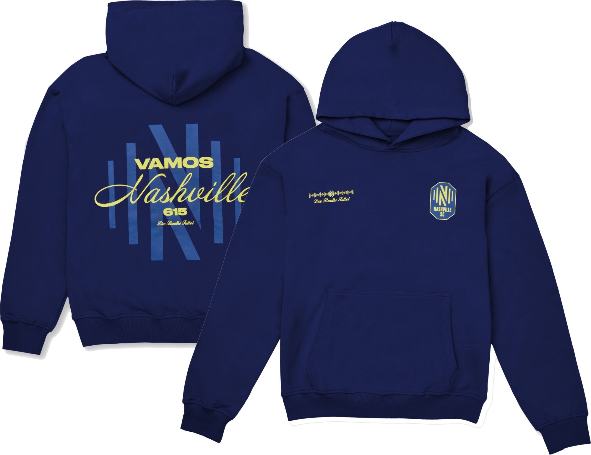 Live Breathe Futbol Men's Nashville SC We Are 2-Hit Navy Pullover Hoodie product image