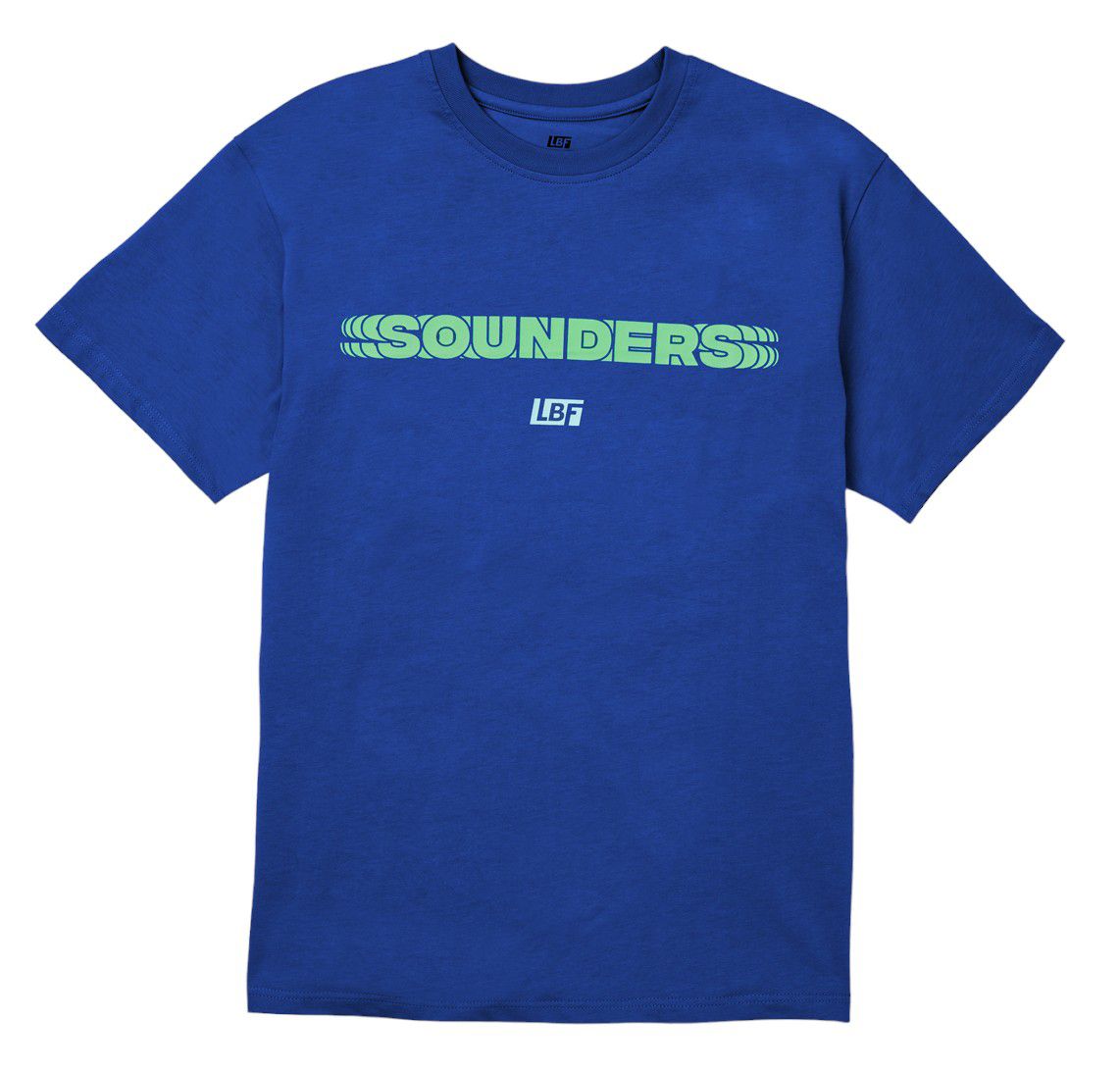 Live Breathe Futbol Men's Seattle Sounders Wordnark Blue T-Shirt product image