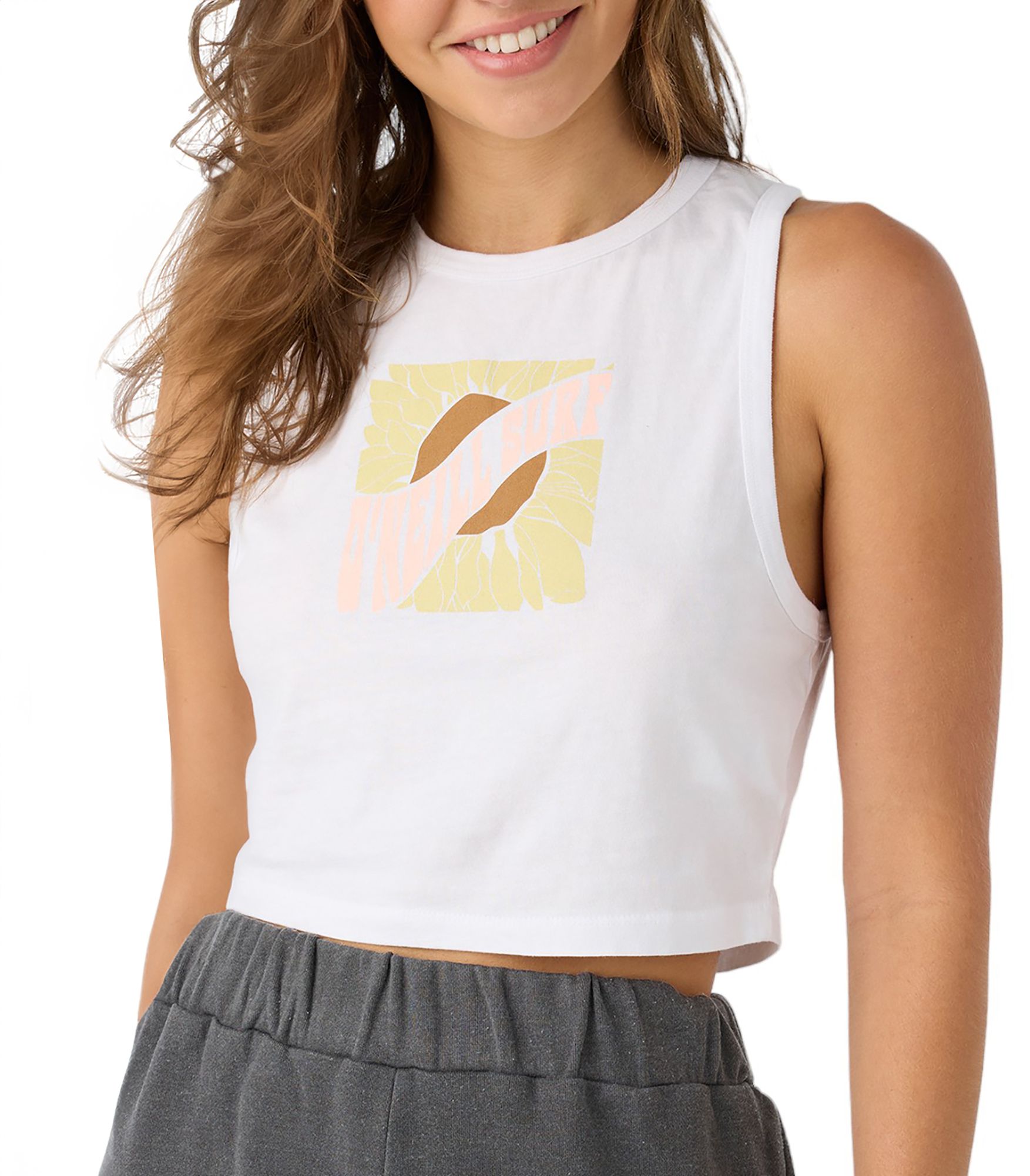 O'Neill Women's Gia Yellow Flower Cropped Tank Top product image