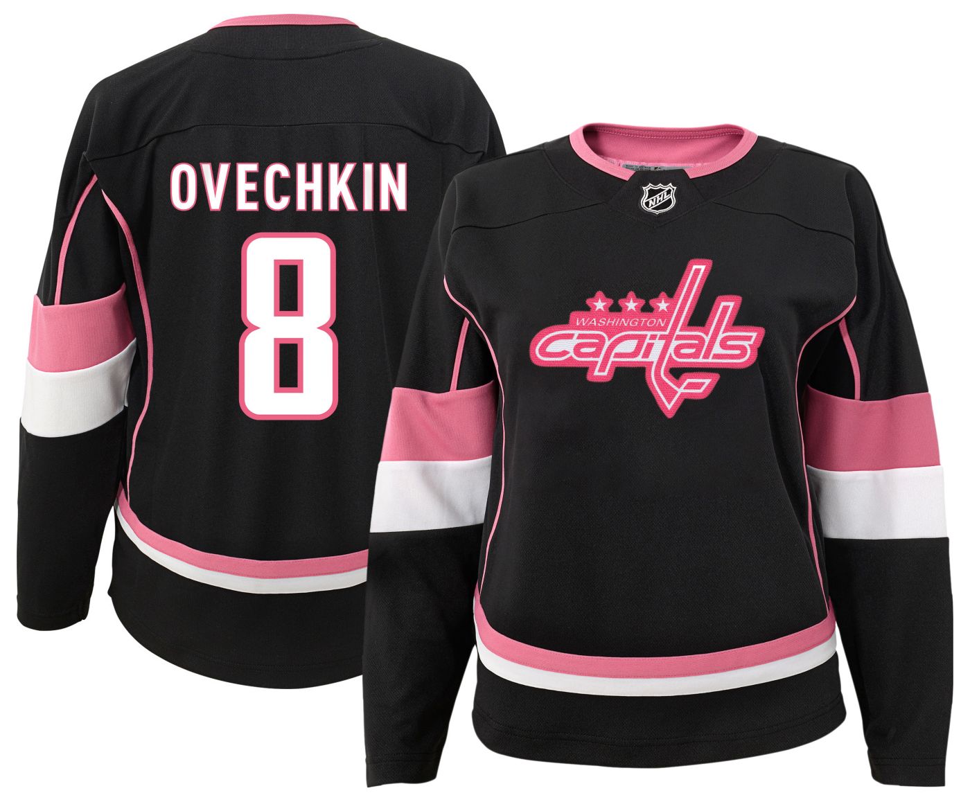 Outerstuff NHL Youth Washington Capitals Alex Ovechkin 8 2024 2025 Black Replica Premier Jersey Large