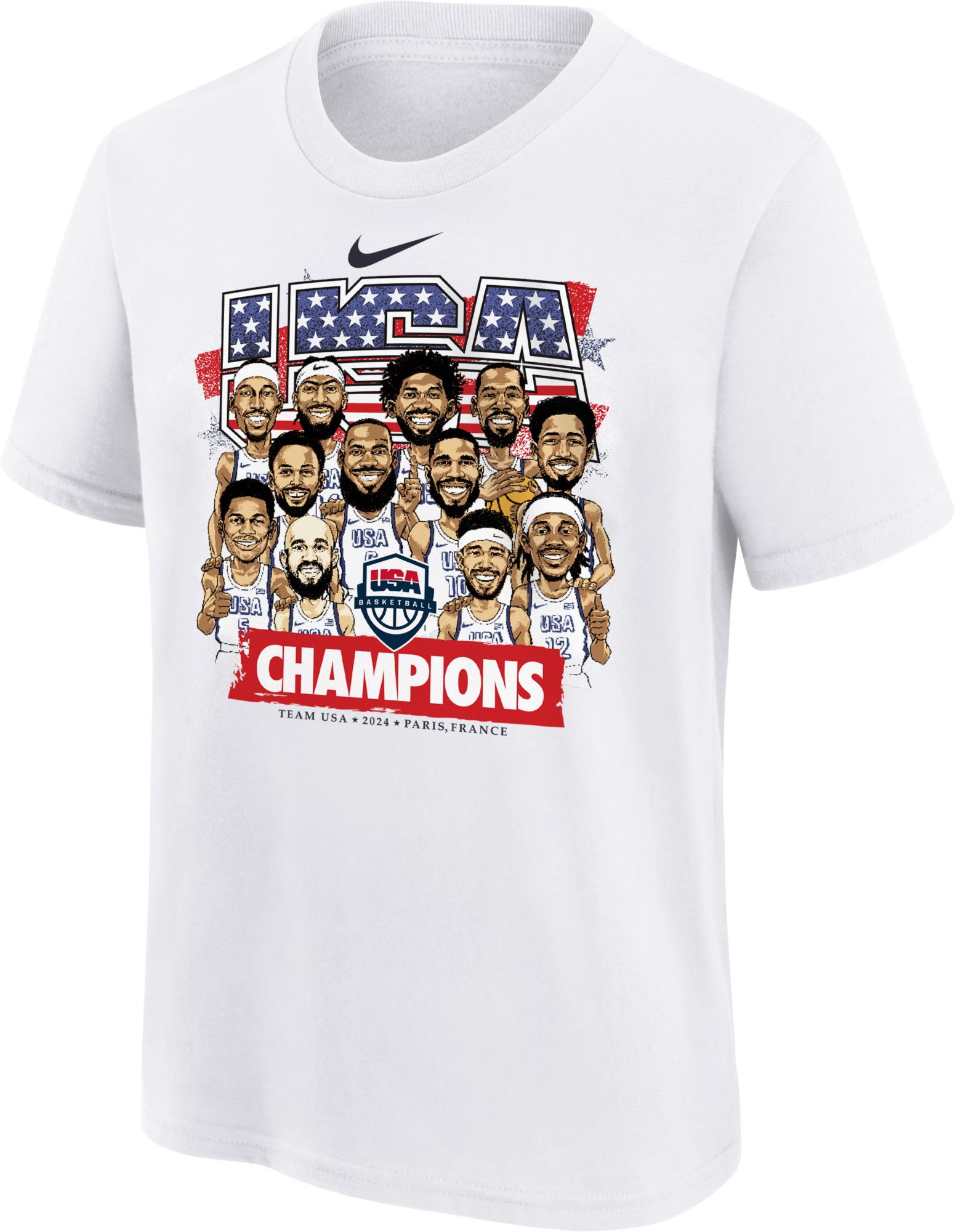Nike Youth USA 2024 Men's Basketball Gold Medal Team Caricature T-Shirt product image