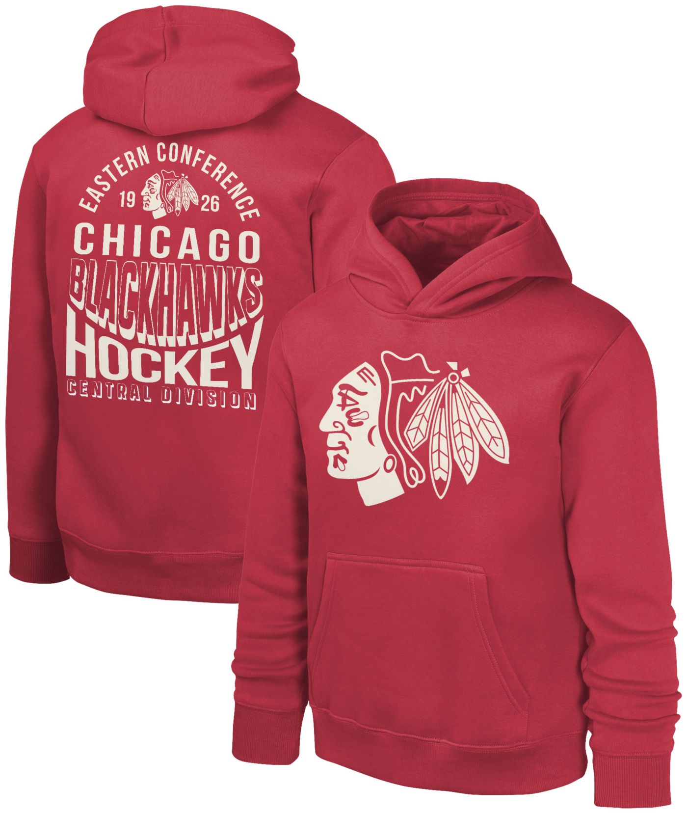 Outerstuff NHL Youth Chicago Blackhawks Team Banner Multicolor Pullover Hoodie Large Multi