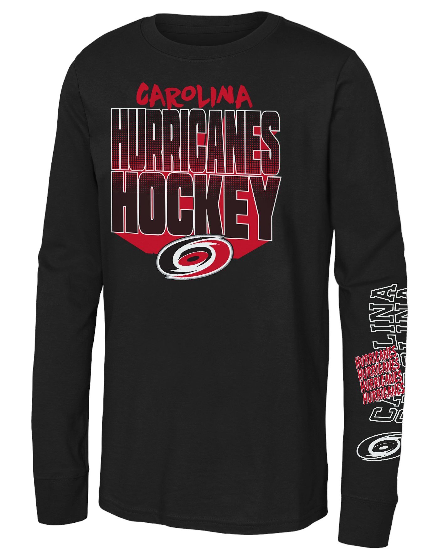 Outerstuff NHL Youth Carolina Hurricanes Standout Black Long Sleeve Shirt Large