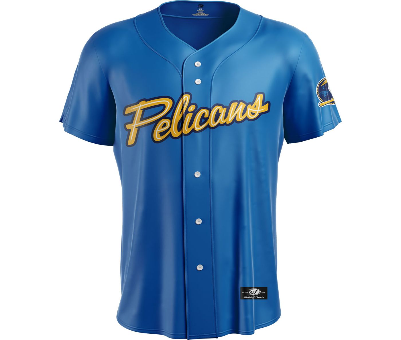 OT Sports Men s Myrtle Beach Pelicans Blue Replica Alternate Jersey Medium