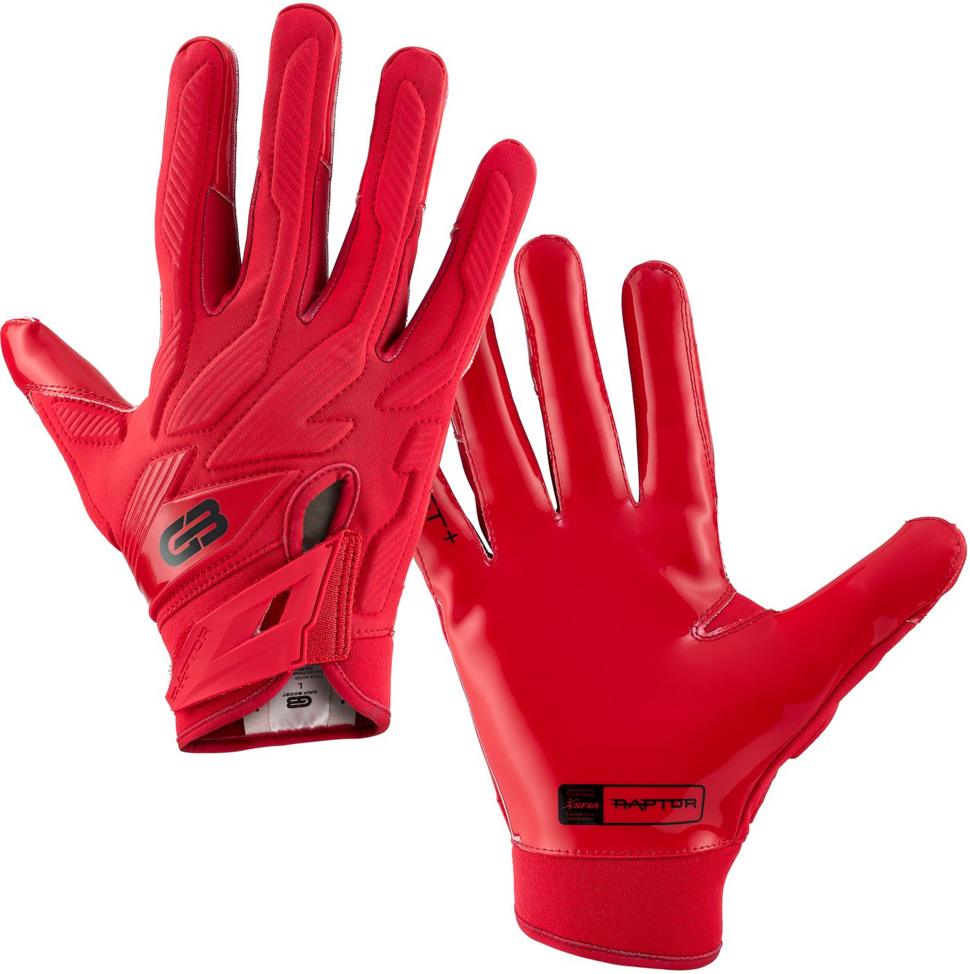 Grip Boost Raptor 2.0 Padded Men s Football Gloves with Boost Plus Grip Technology Red Small