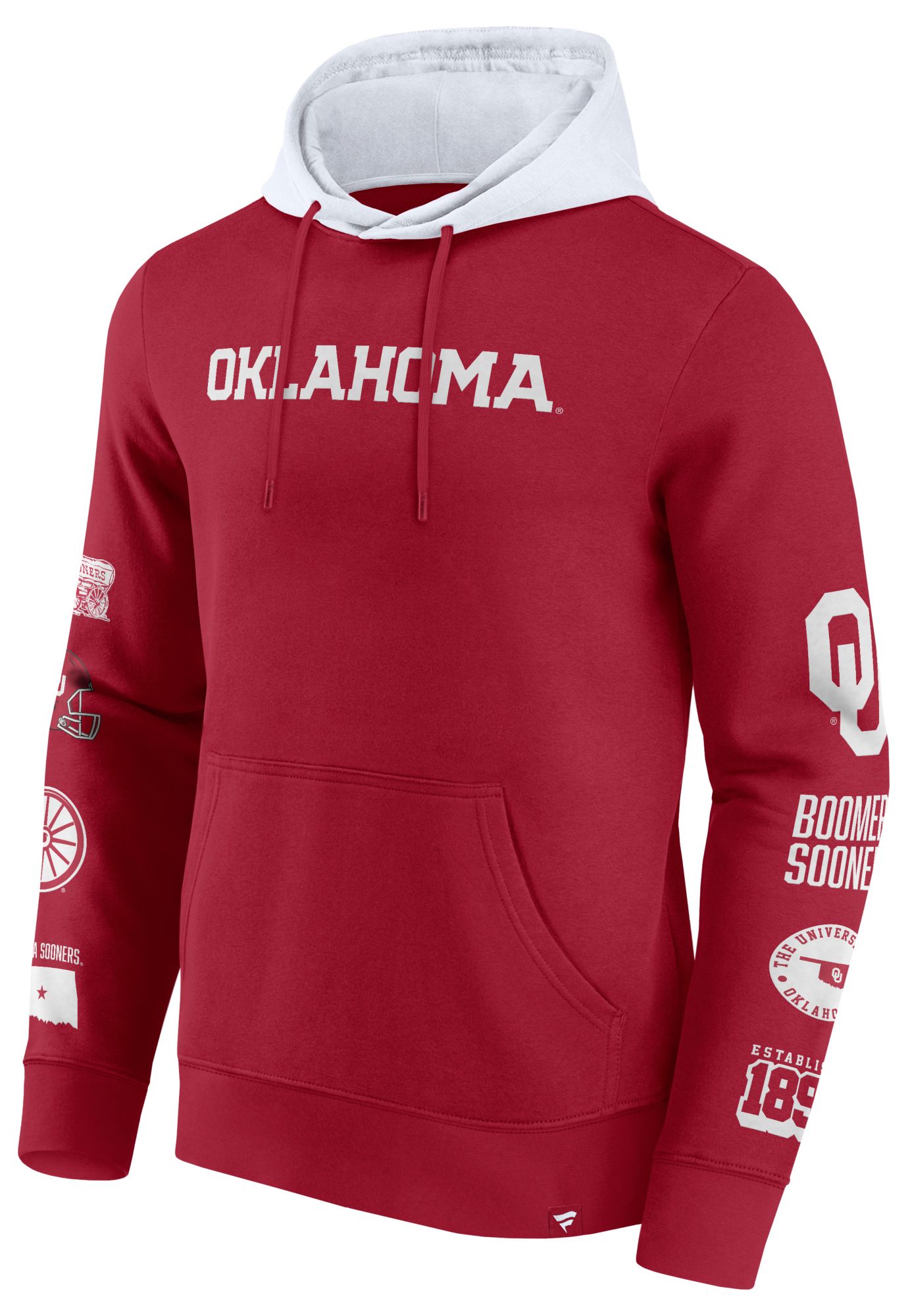 NCAA Men's Oklahoma Sooners Crimson Colorblock Badge Pullover Fleece Hoodie product image