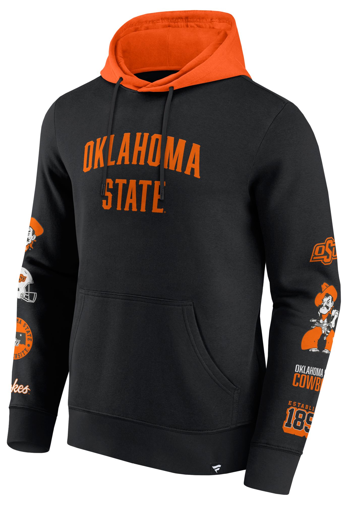 NCAA Men's Oklahoma State Cowboys Black Colorblock Badge Pullover Fleece Hoodie product image