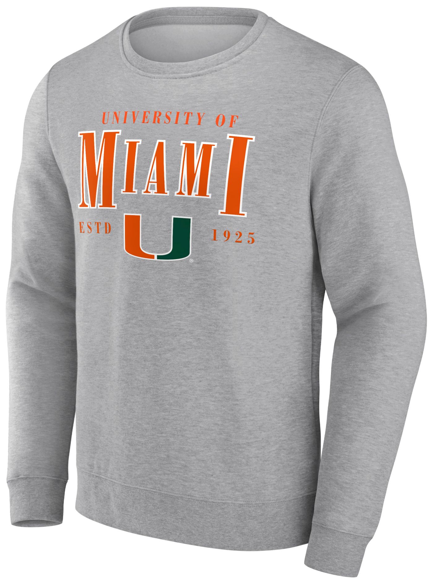 NCAA Men's Miami Hurricanes Grey Wordmark Crew Neck Sweatshirt | Dick's ...